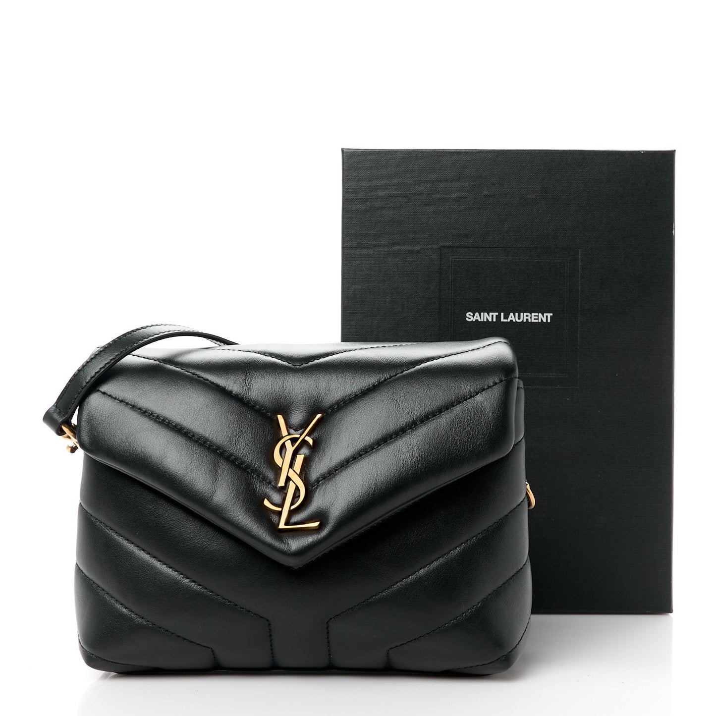 Calfskin Y Quilted Monogram Toy Loulou Crossbody Bag Black