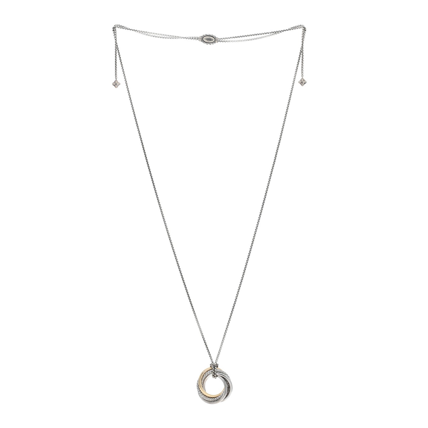 Sterling Silver 14K Yellow Gold 28mm Crossover Pendant Necklace