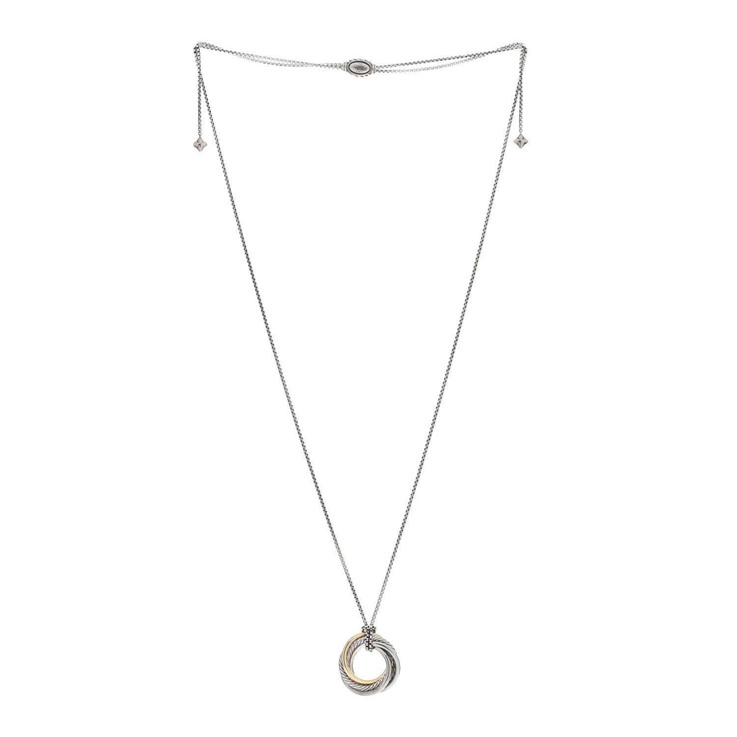 David Yurman Sterling Silver 14K Yellow Gold 28mm Crossover Pendant Necklace 3 of 4