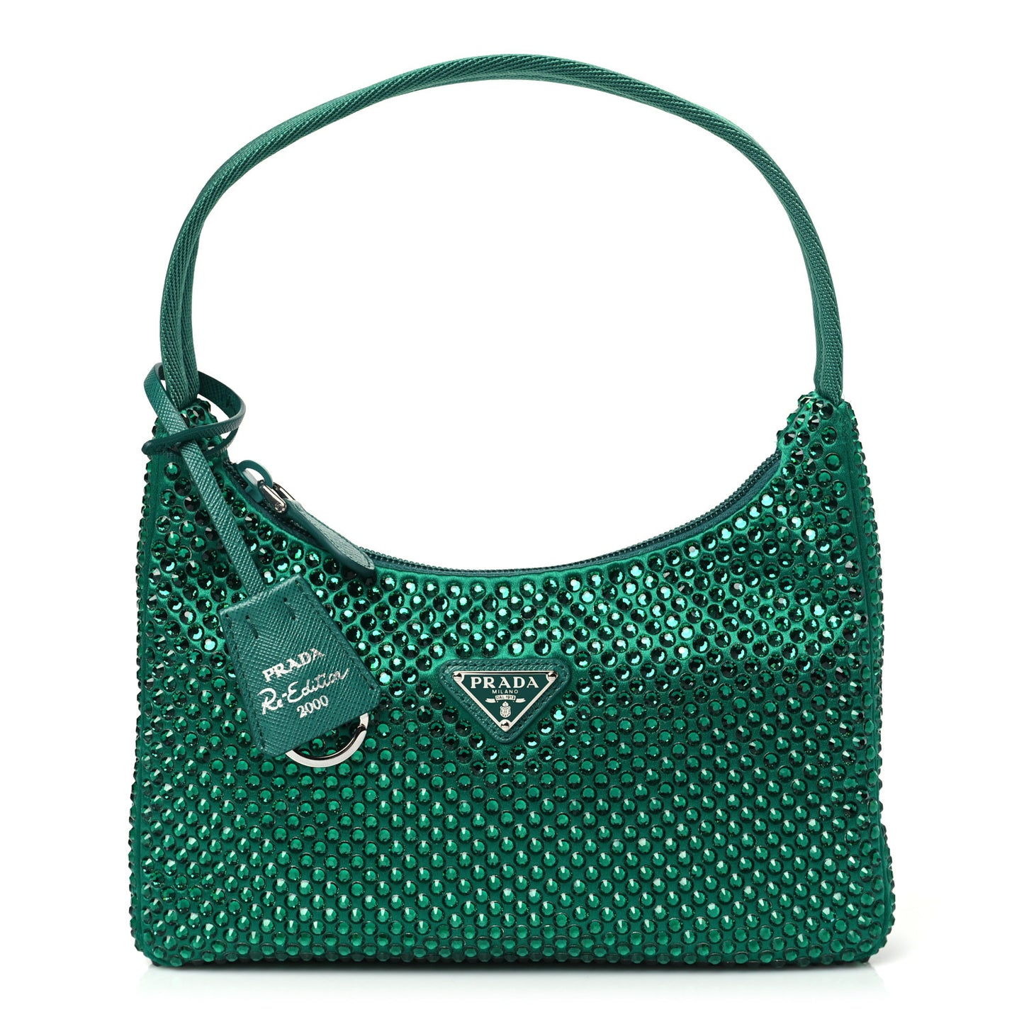 Satin Crystal Mini Re-Edition 2000 Bag Mango