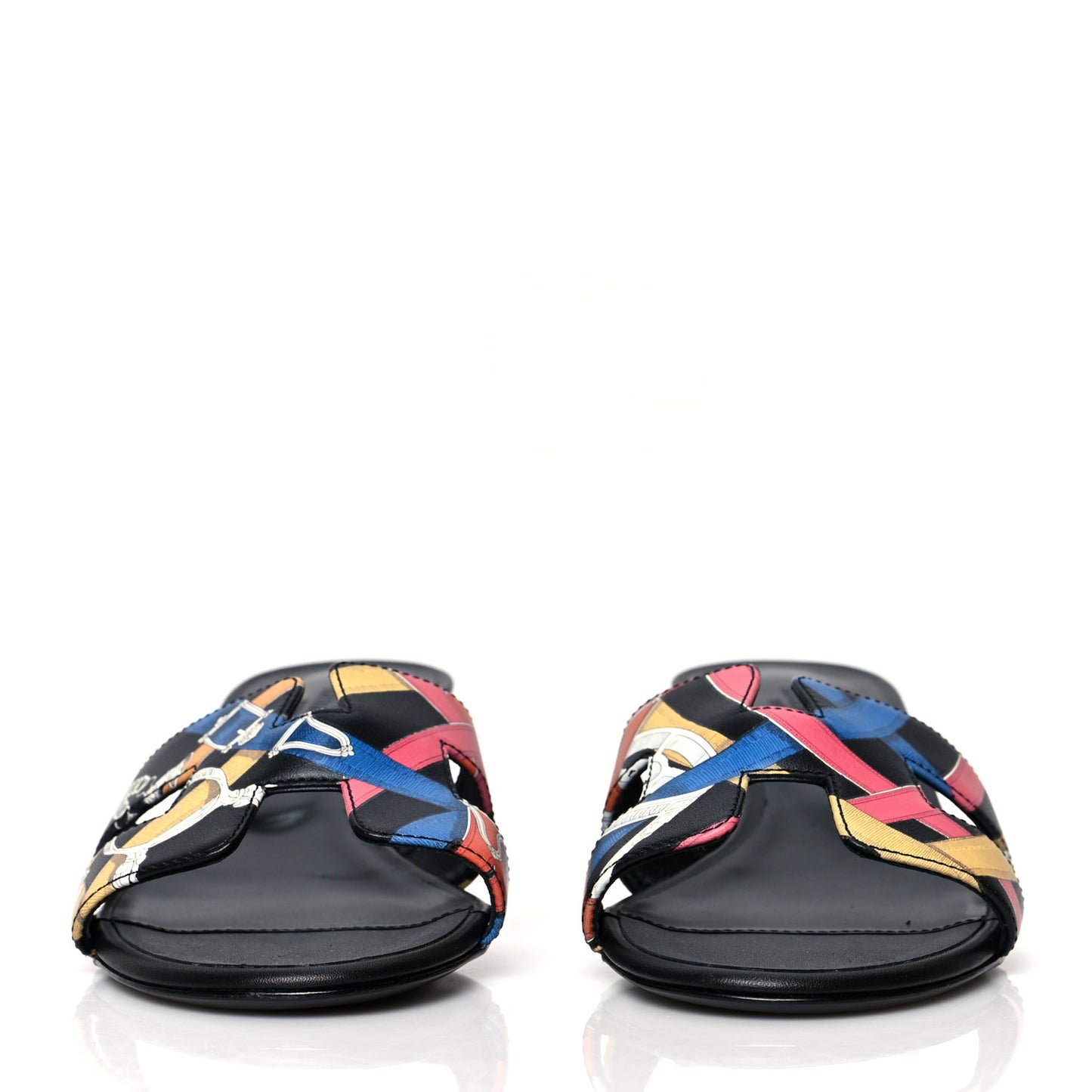 Silk Printed Cavalcadour Oasis Sandals 36 Multicolor Black