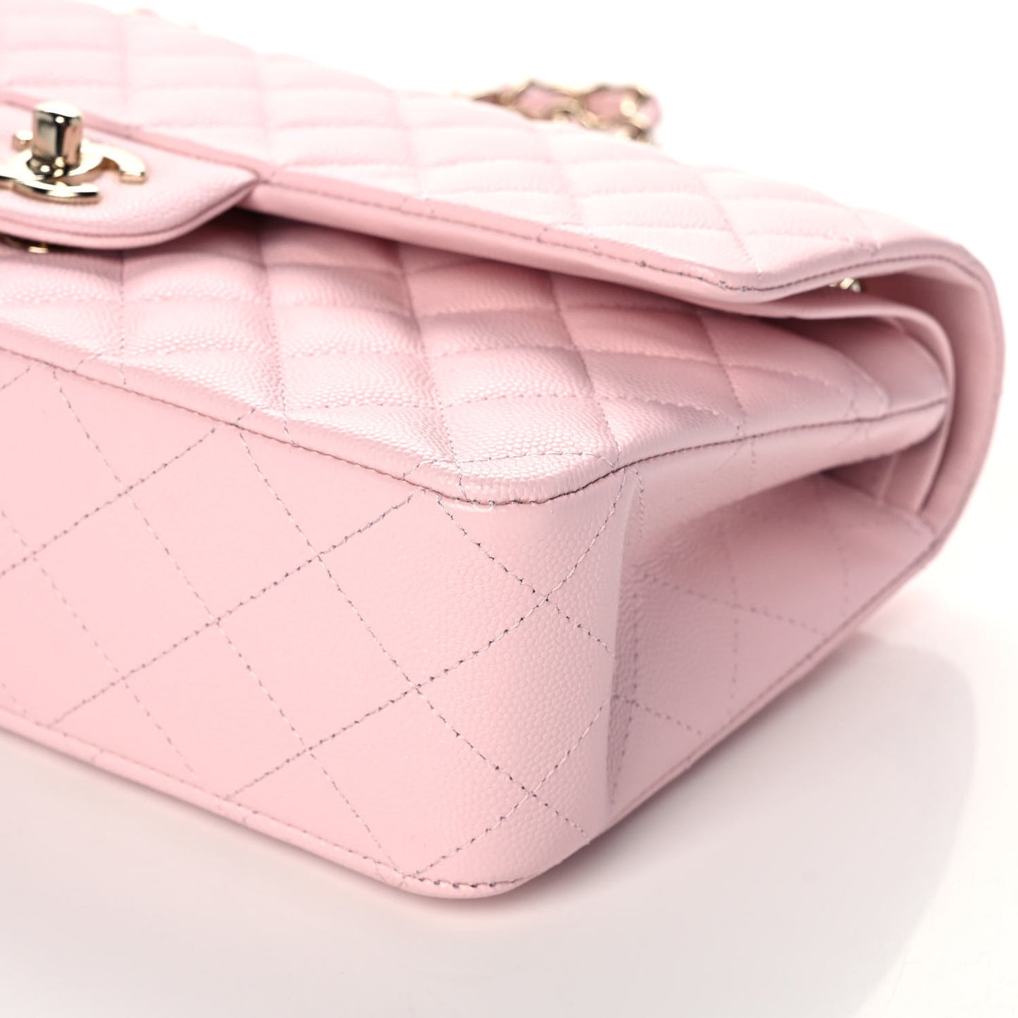 Caviar Quilted Medium Double Flap Light Pink