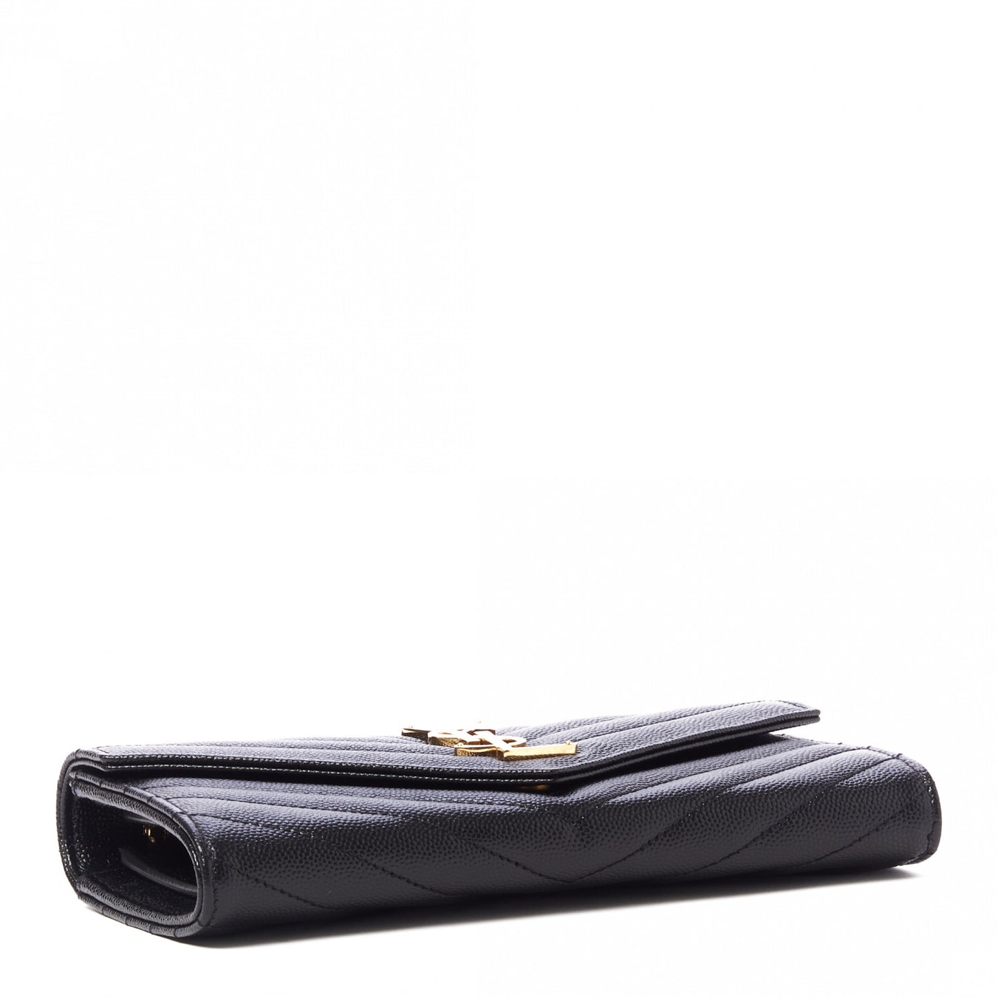 Grain De Poudre Matelasse Chevron Monogram Flap Wallet Black
