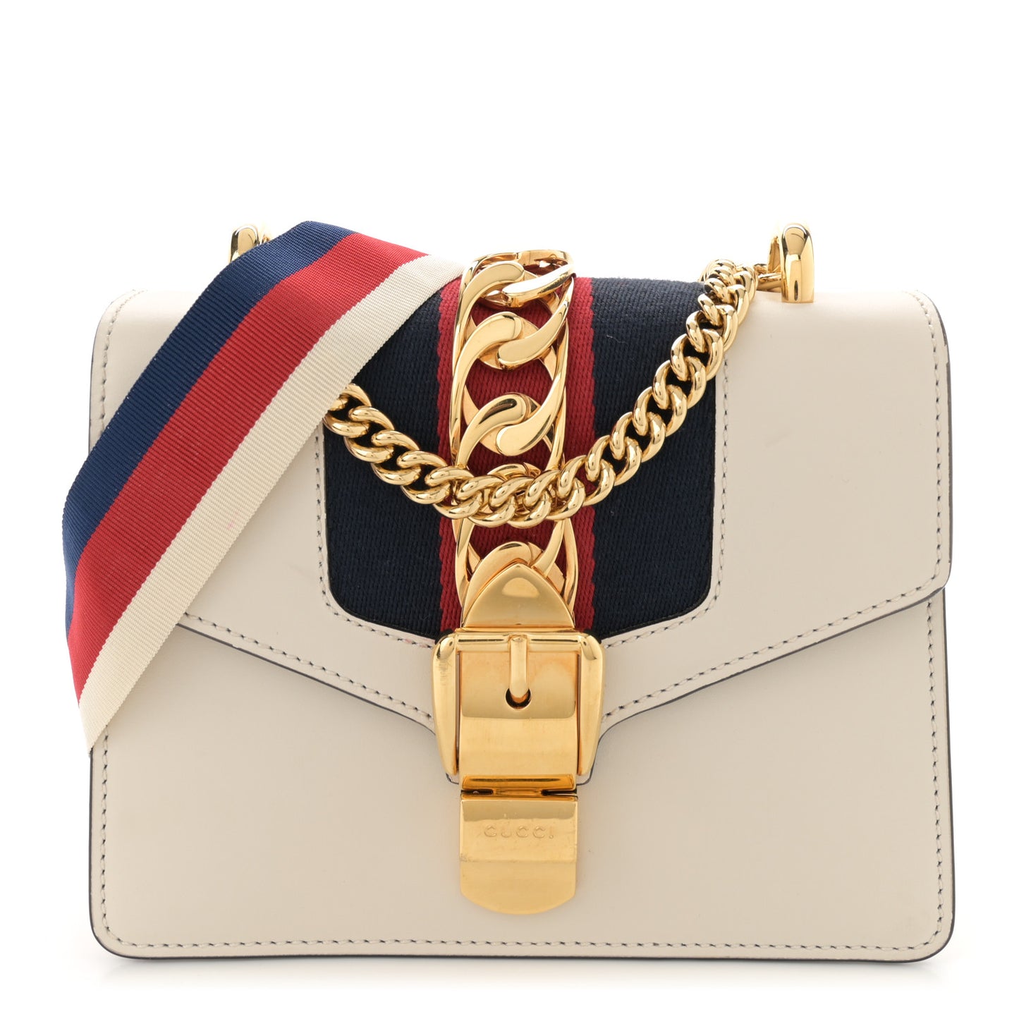 Calfskin Mini Sylvie Chain Shoulder Bag White
