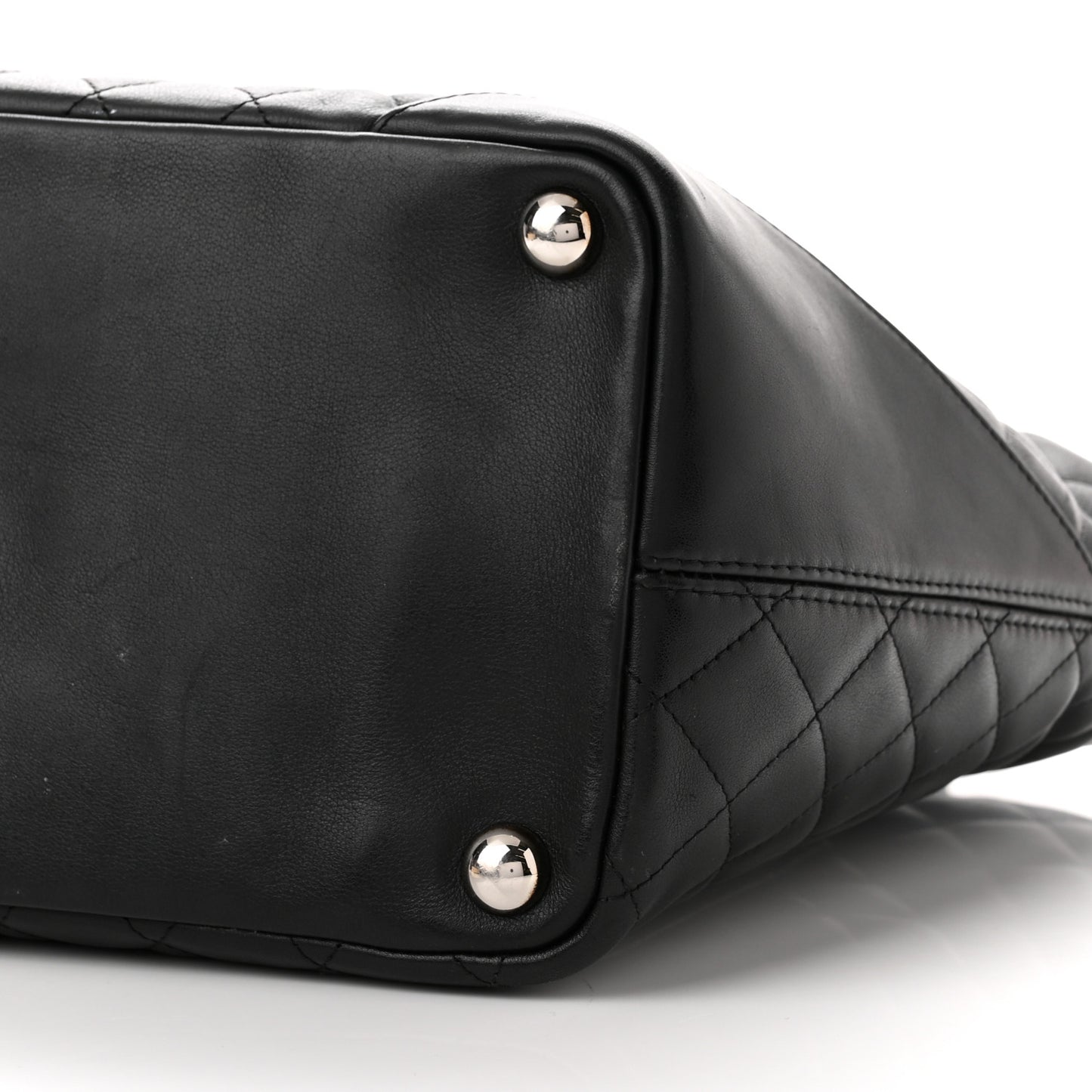 Calfskin Quilted Large Cambon Tote Black White