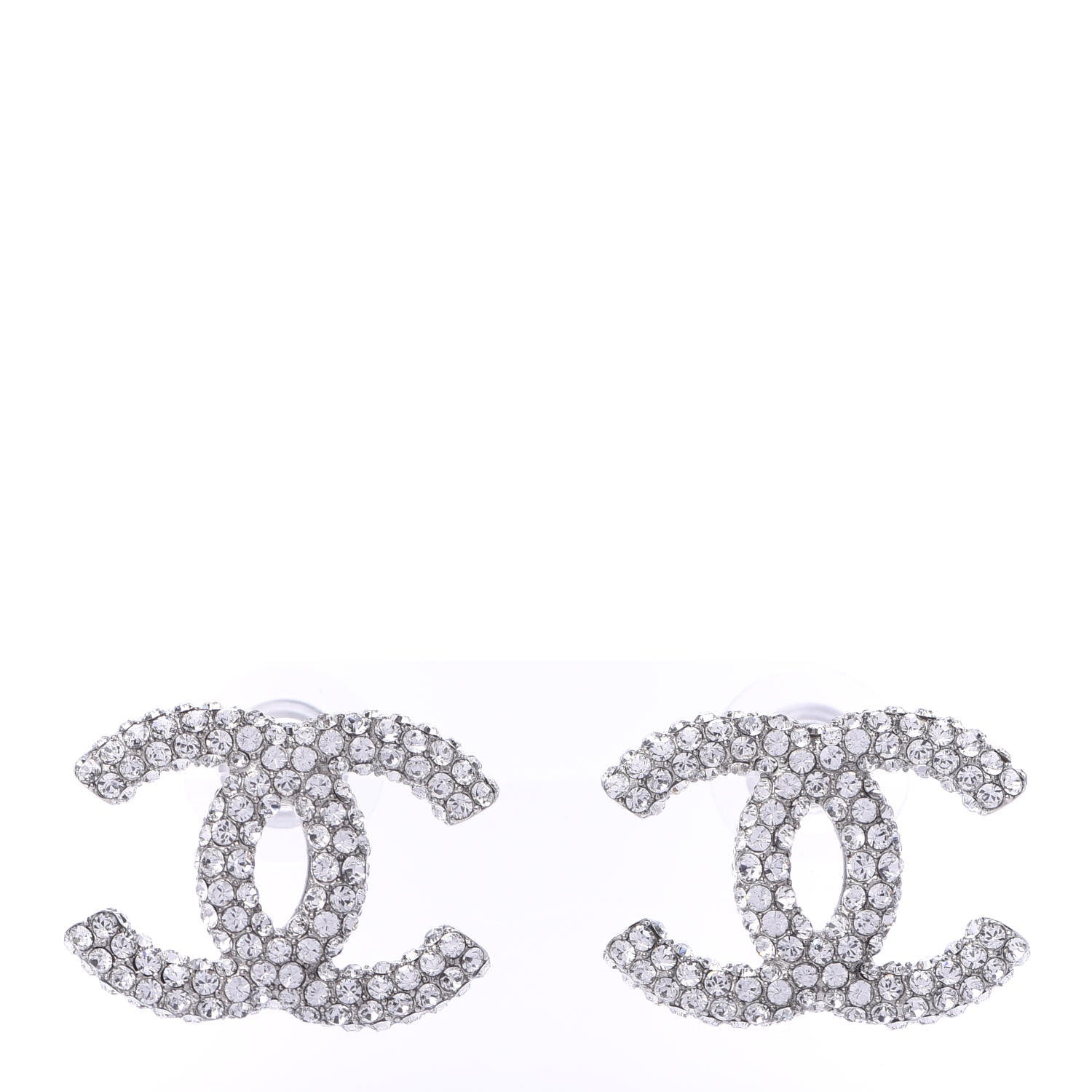Chanel Crystal CC Earrings Silver 1 of 5