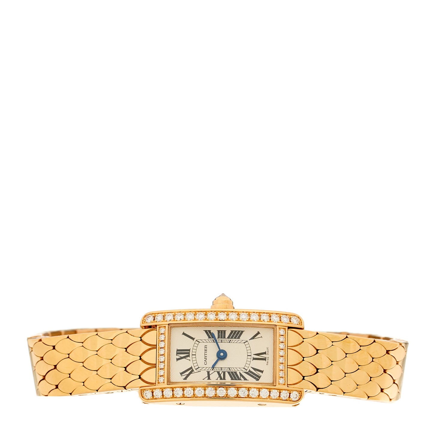 18K Pink Gold Diamond Bezel 15mm Tank American Watch