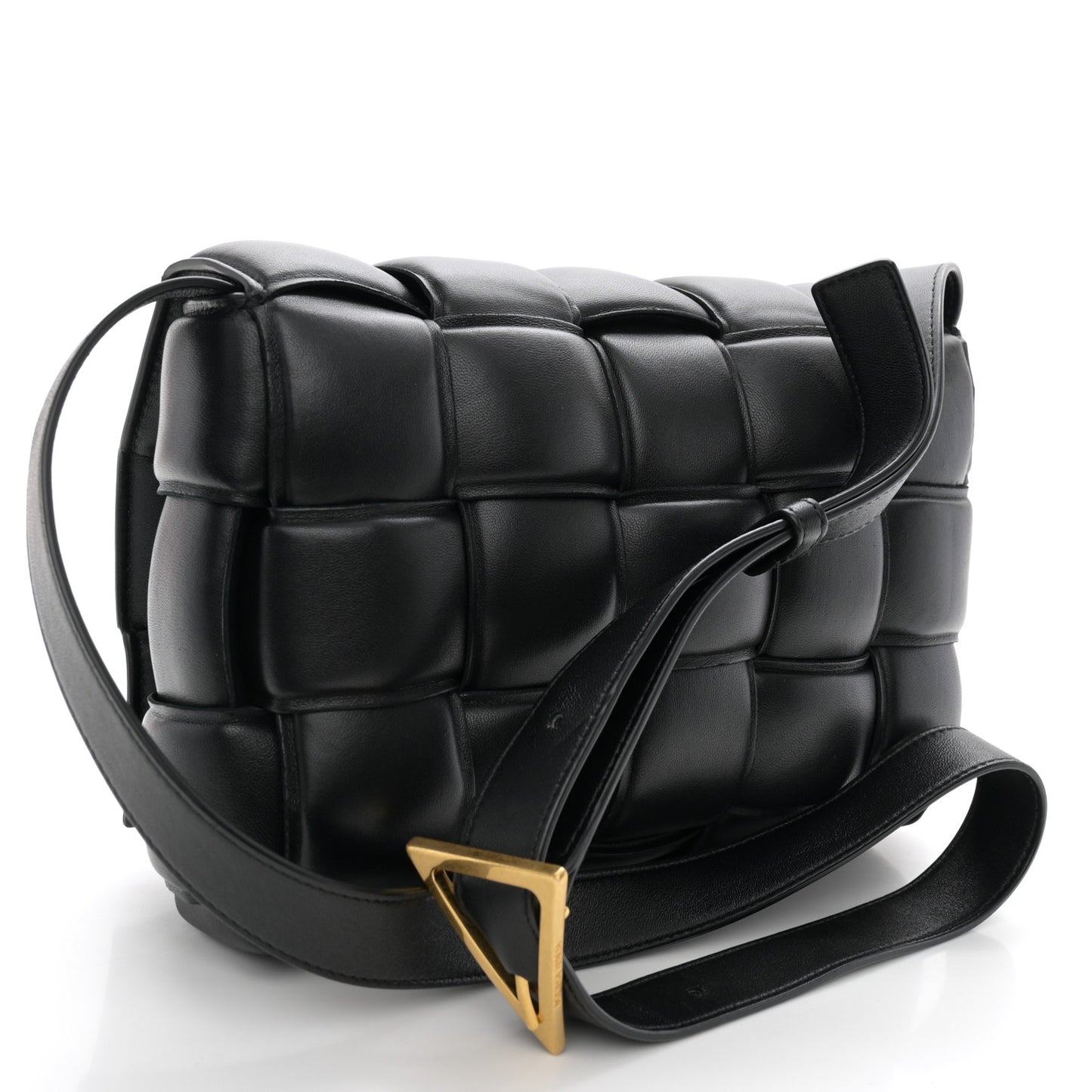 Nappa Maxi Intreccio Padded Cassette Crossbody Bag Black