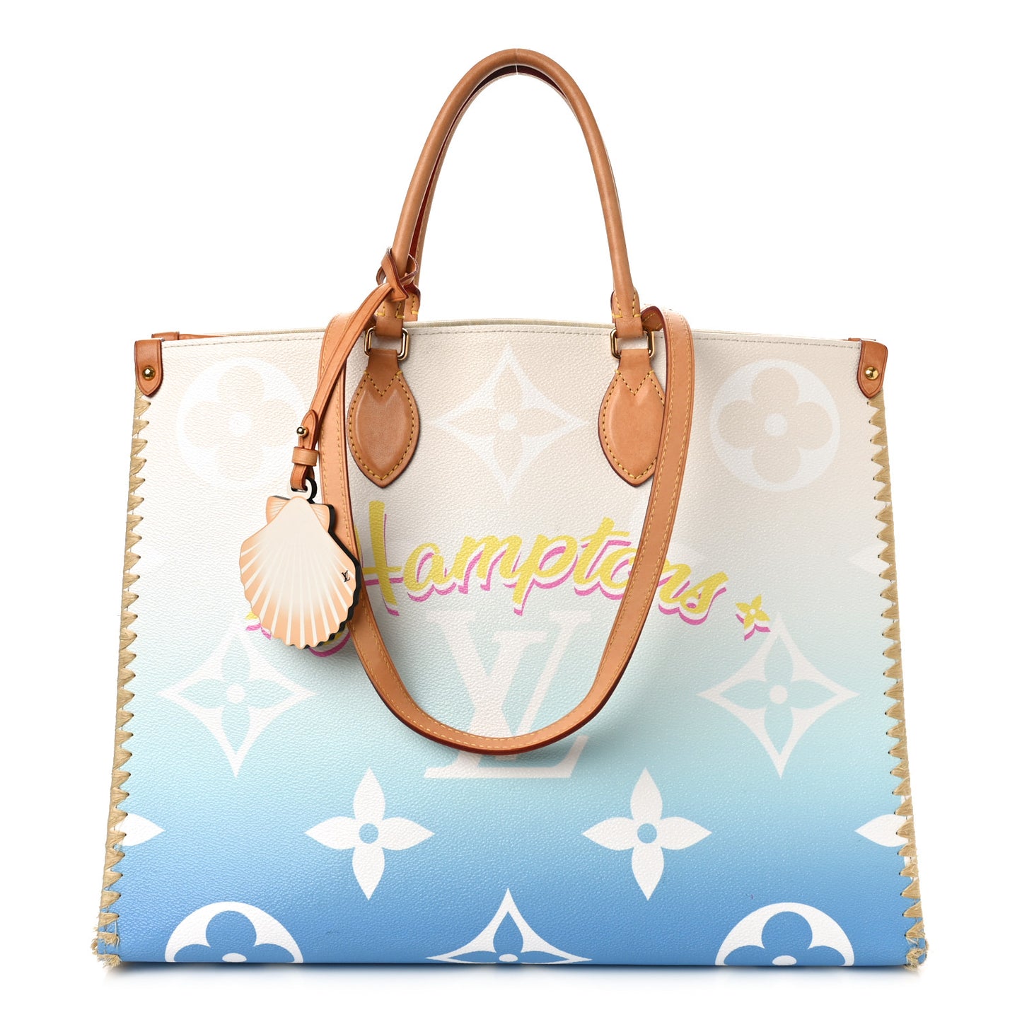 Monogram Giant Raffia Hamptons By The Pool Onthego GM Blue