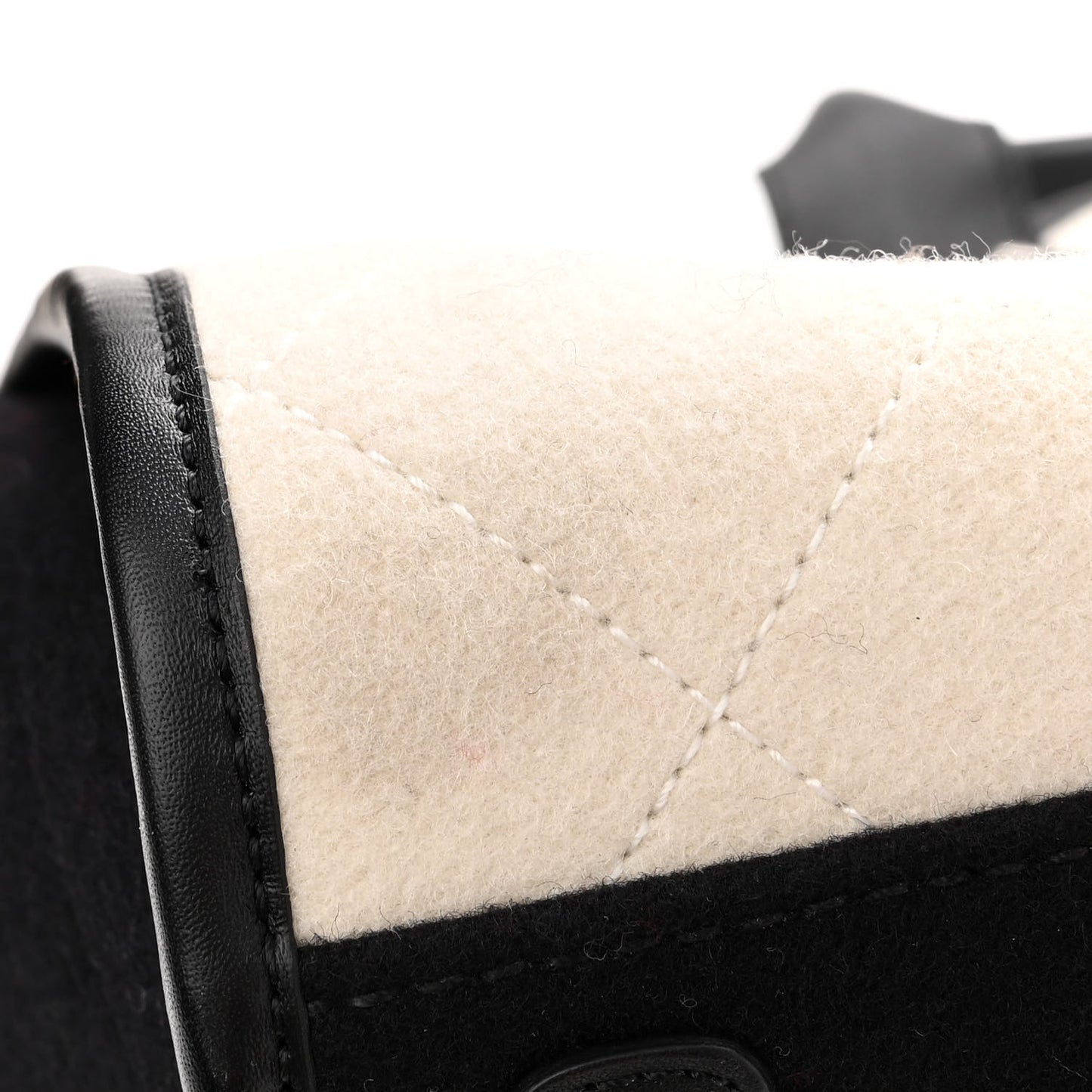 Wool Felt Calfskin Large Deauville Tote White Black
