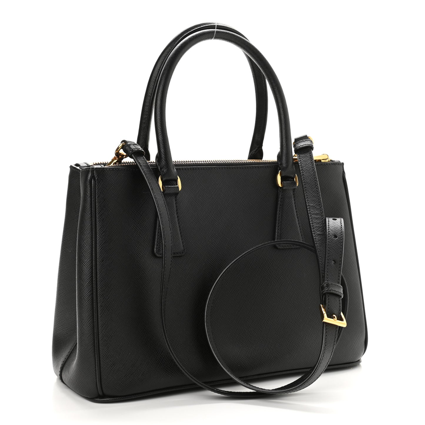 Saffiano Small Galleria Double Zip Tote Black