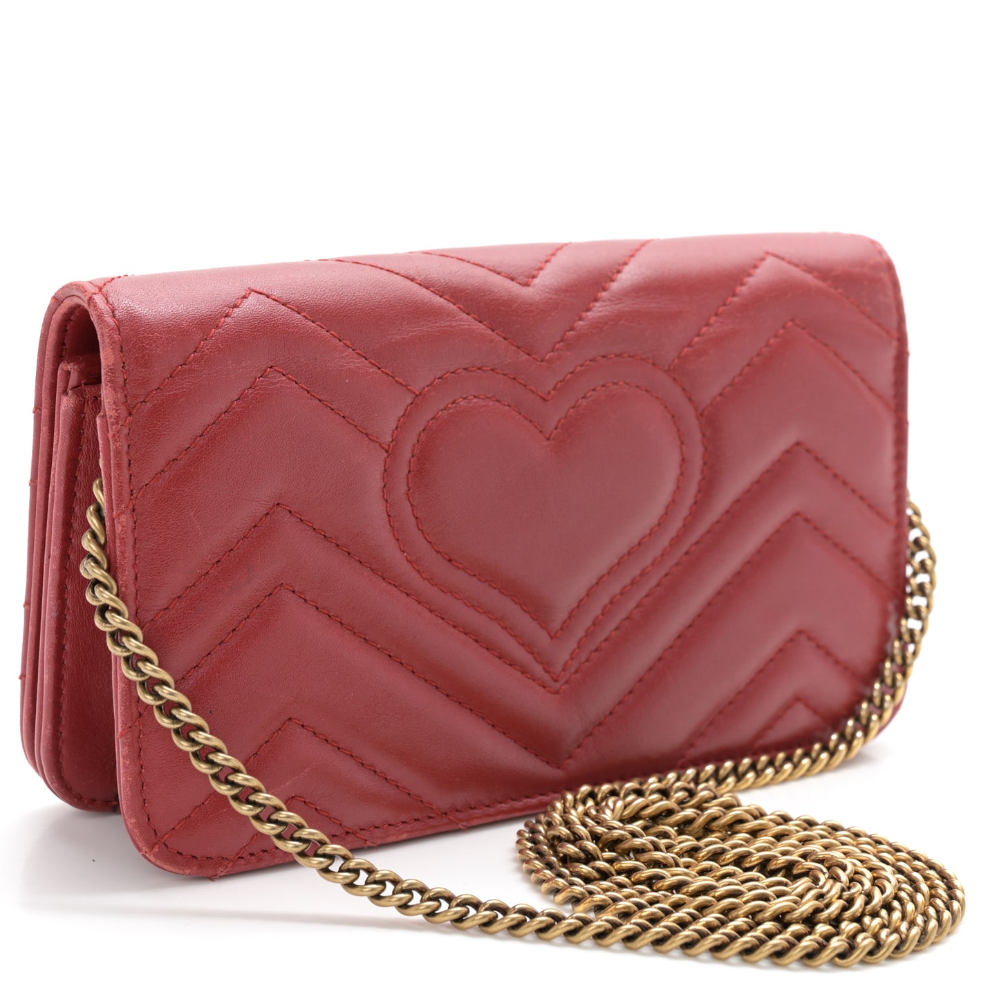 Calfskin Matelasse GG Marmont Mini Bag Hibiscus Red
