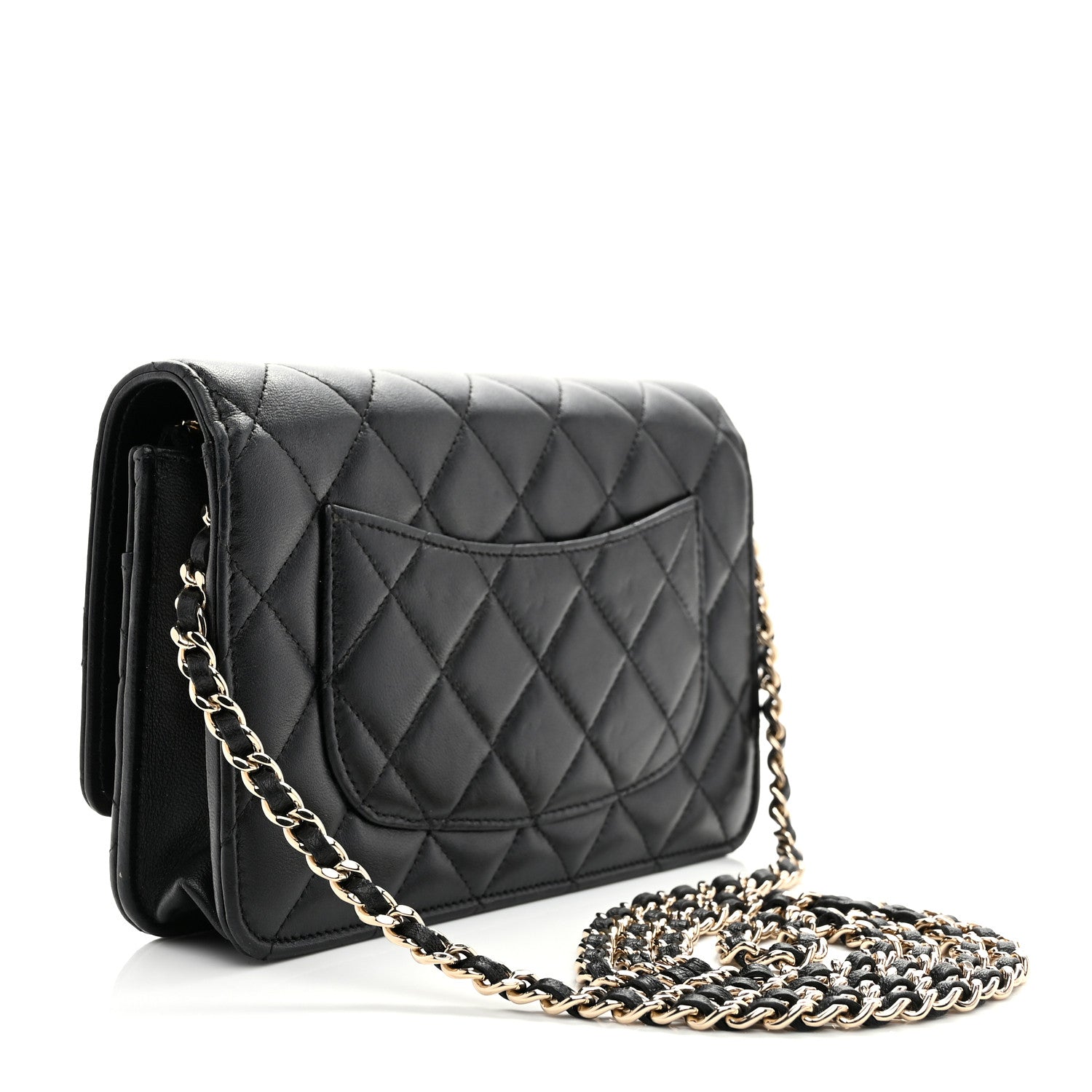 Chanel Lambskin Quilted Crystal CC Wallet On Chain WOC Black 3 of 11