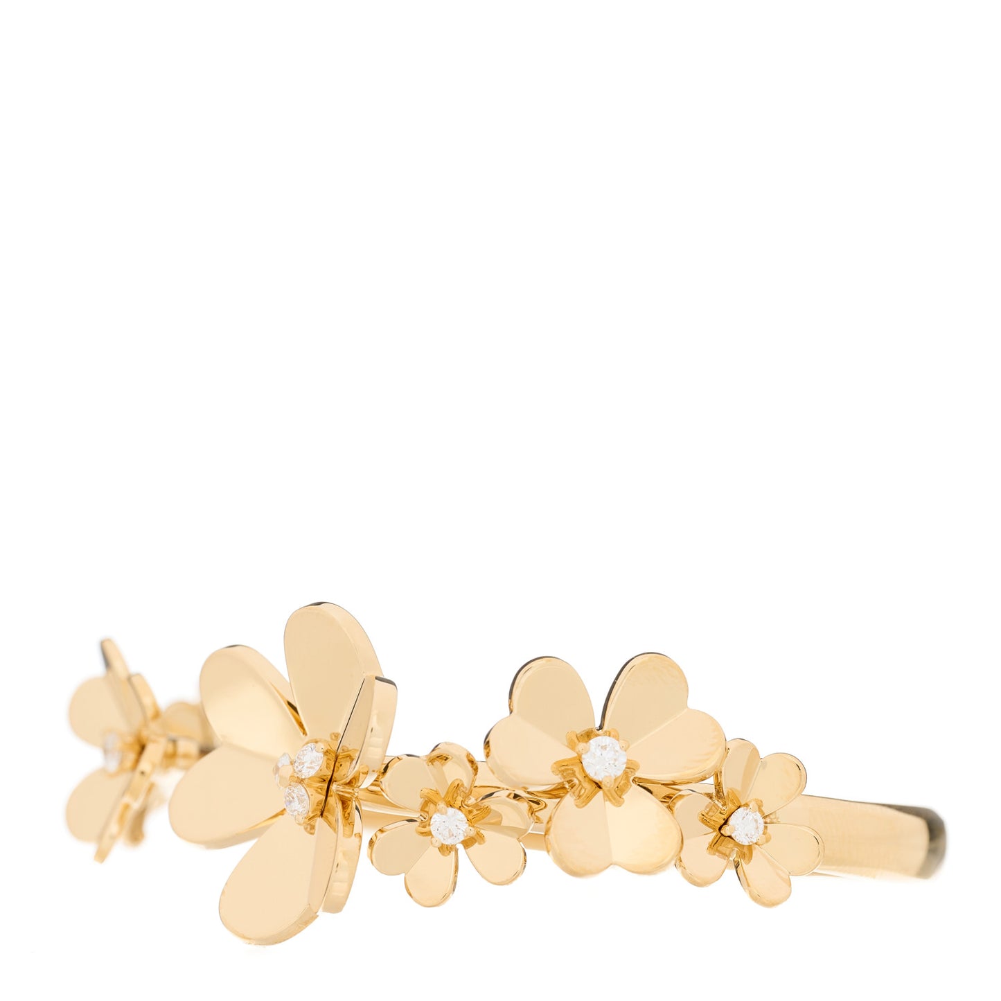 18K Yellow Gold Diamond Small Frivole 7 Flowers Bracelet M