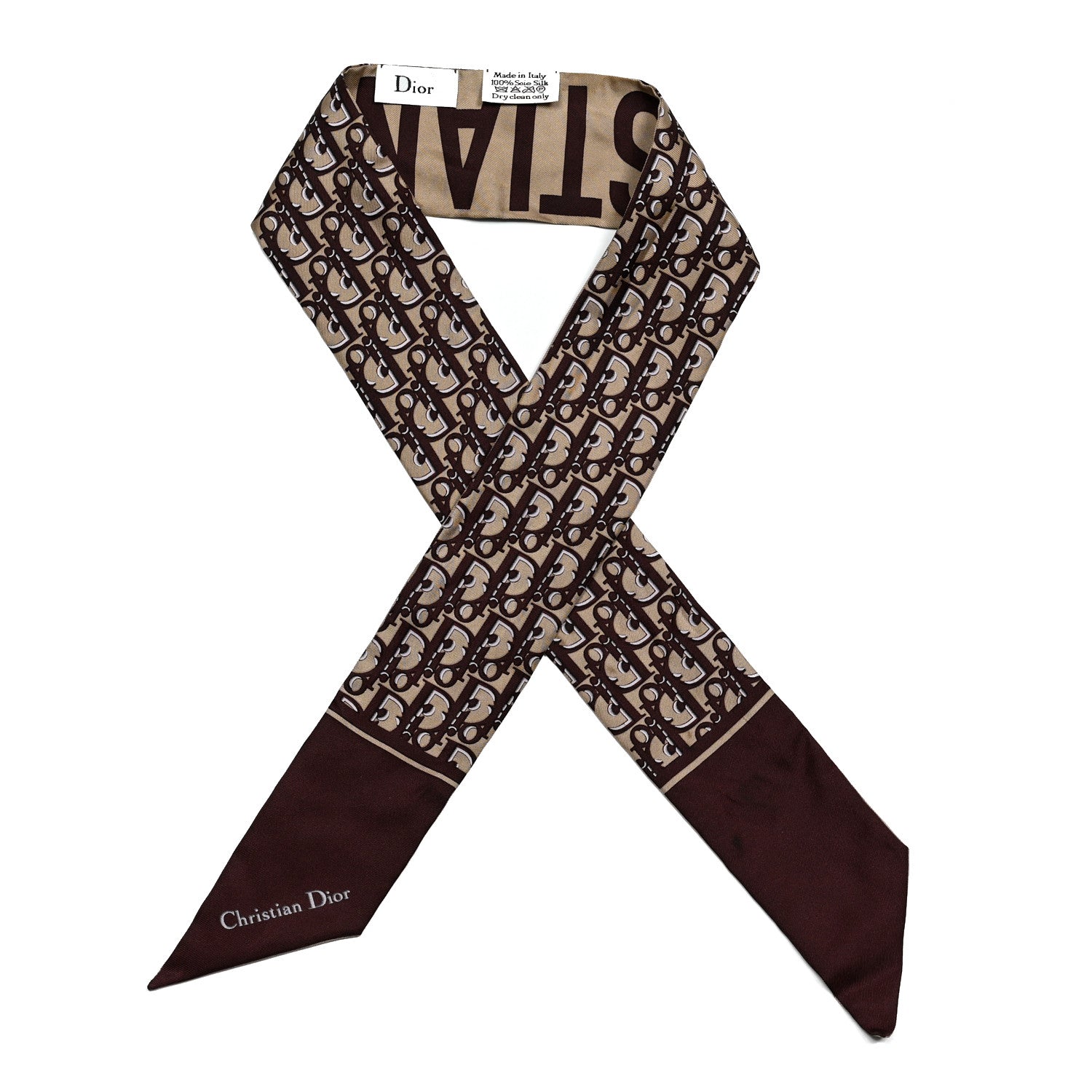 Christian Dior シルクバンダナ Christian Dior Silk Oblique Mitzah Scarf Bordeaux 1180684