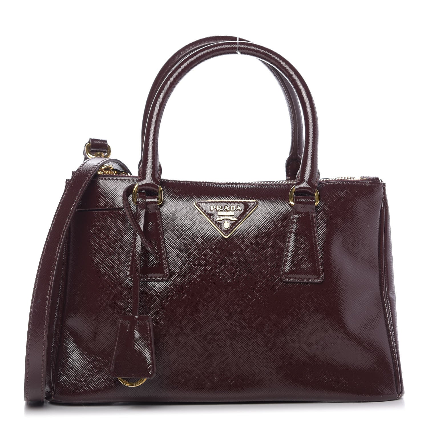 Prada Saffiano Vernice Mini Galleria Double Zip Tote Granato 1 of 9