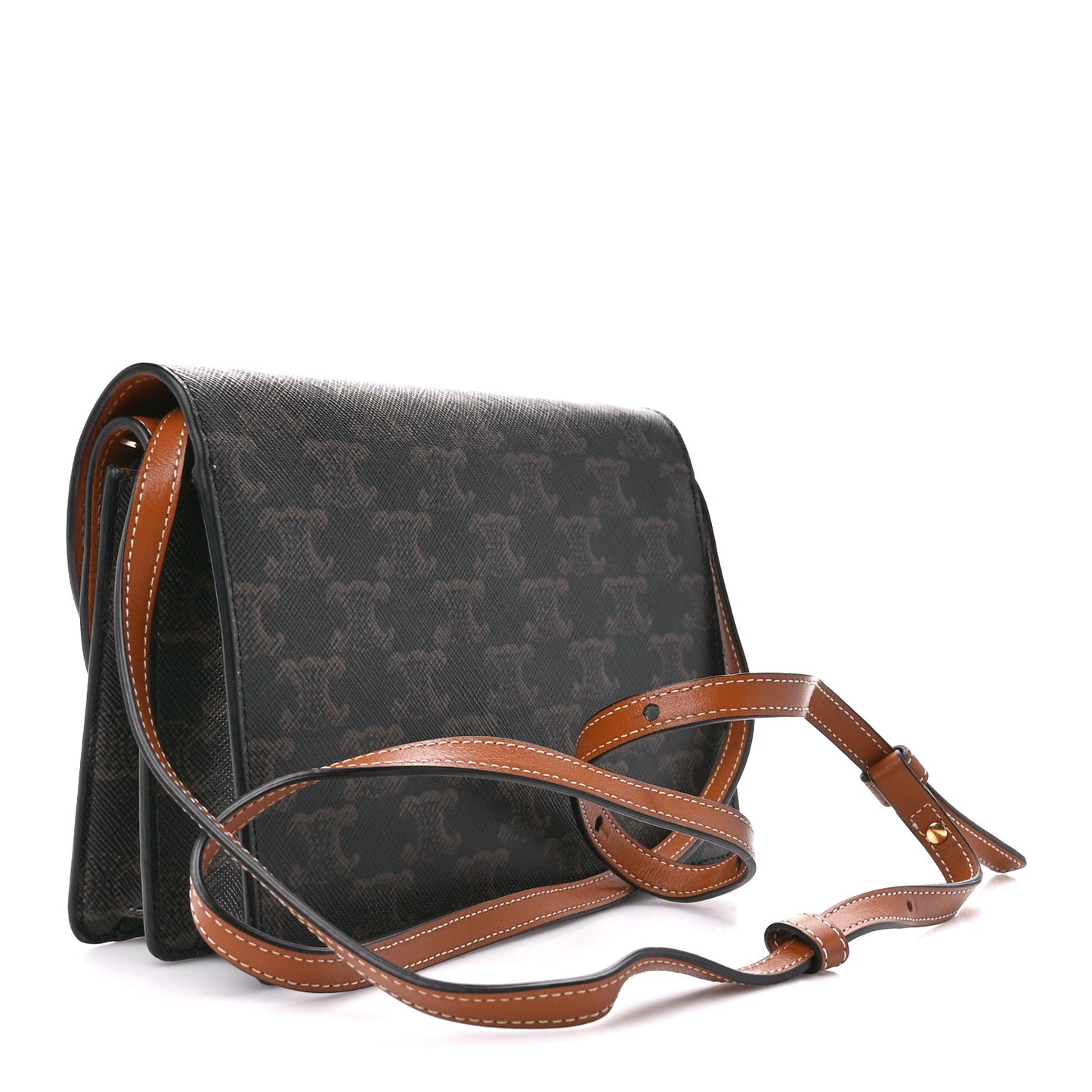 Triomphe Canvas Lambskin Wallet On Strap Tan
