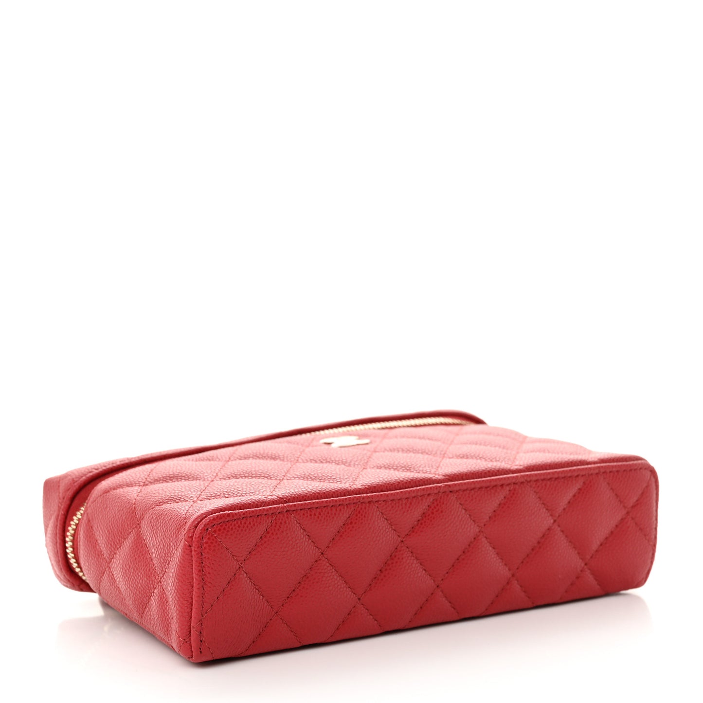 Caviar Quilted Top Handle Slim Vanity With Chain Red