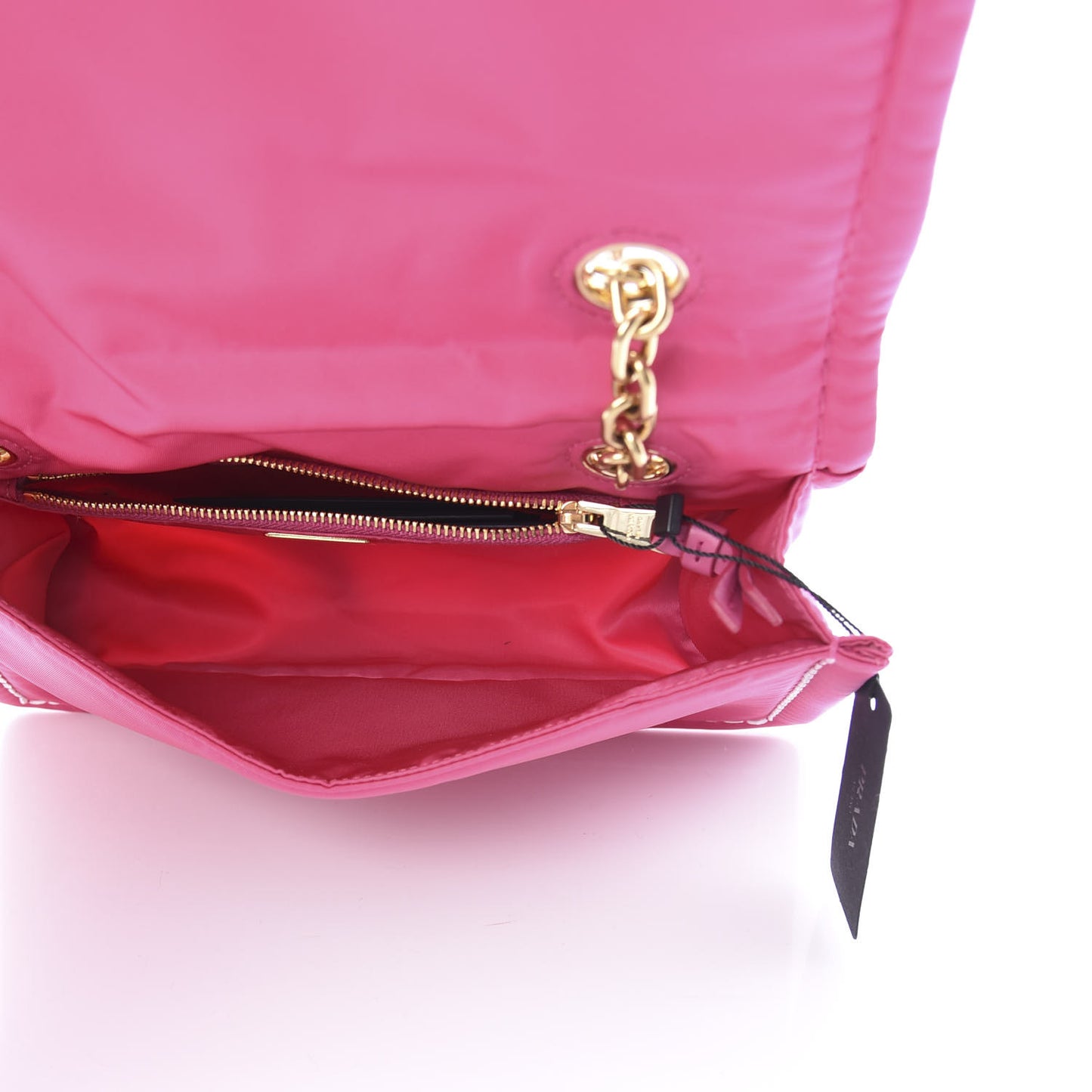 Nylon Tessuto Chain Shoulder Bag Fuxia