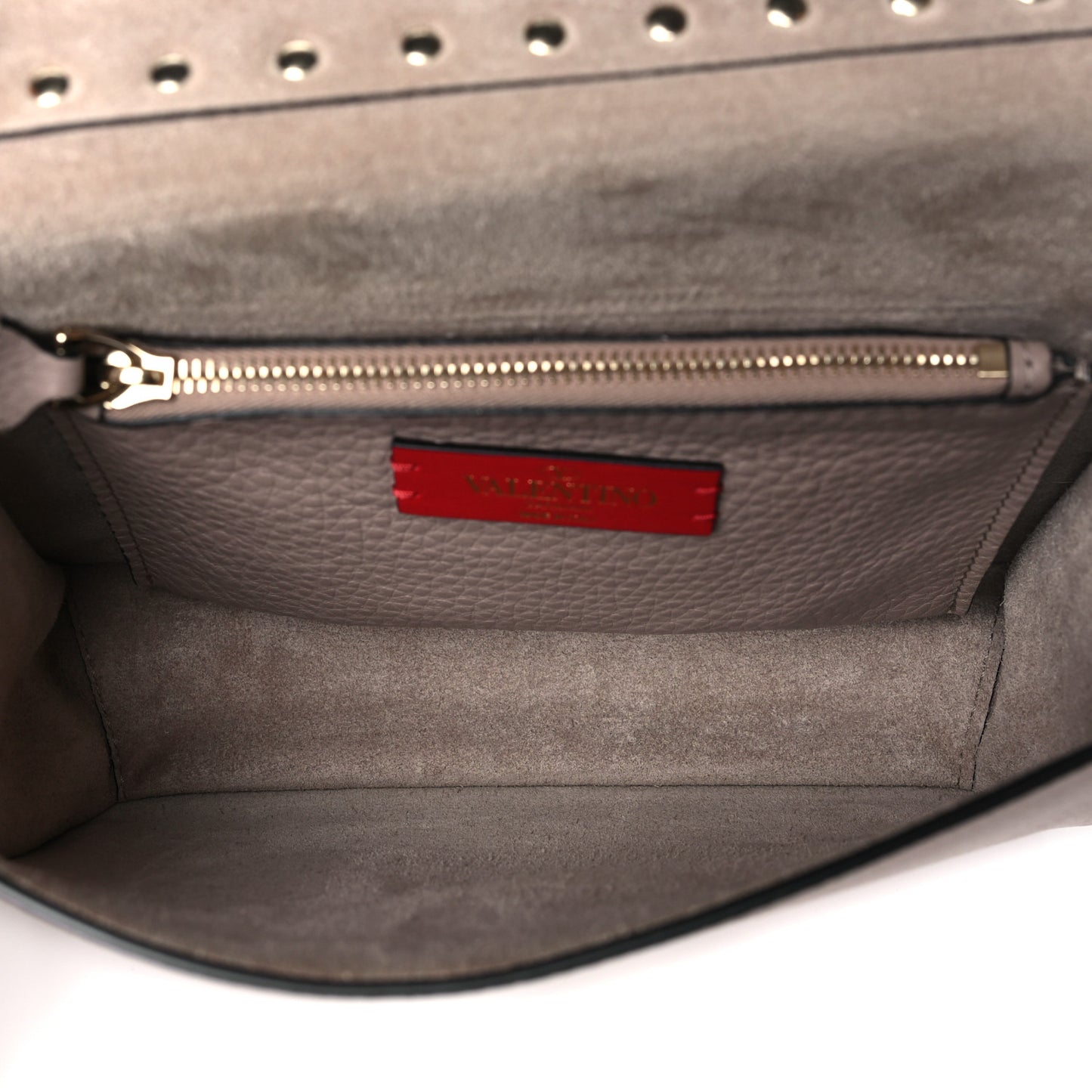Pebbled Calfskin Rockstud Side Slip Crossbody Poudre
