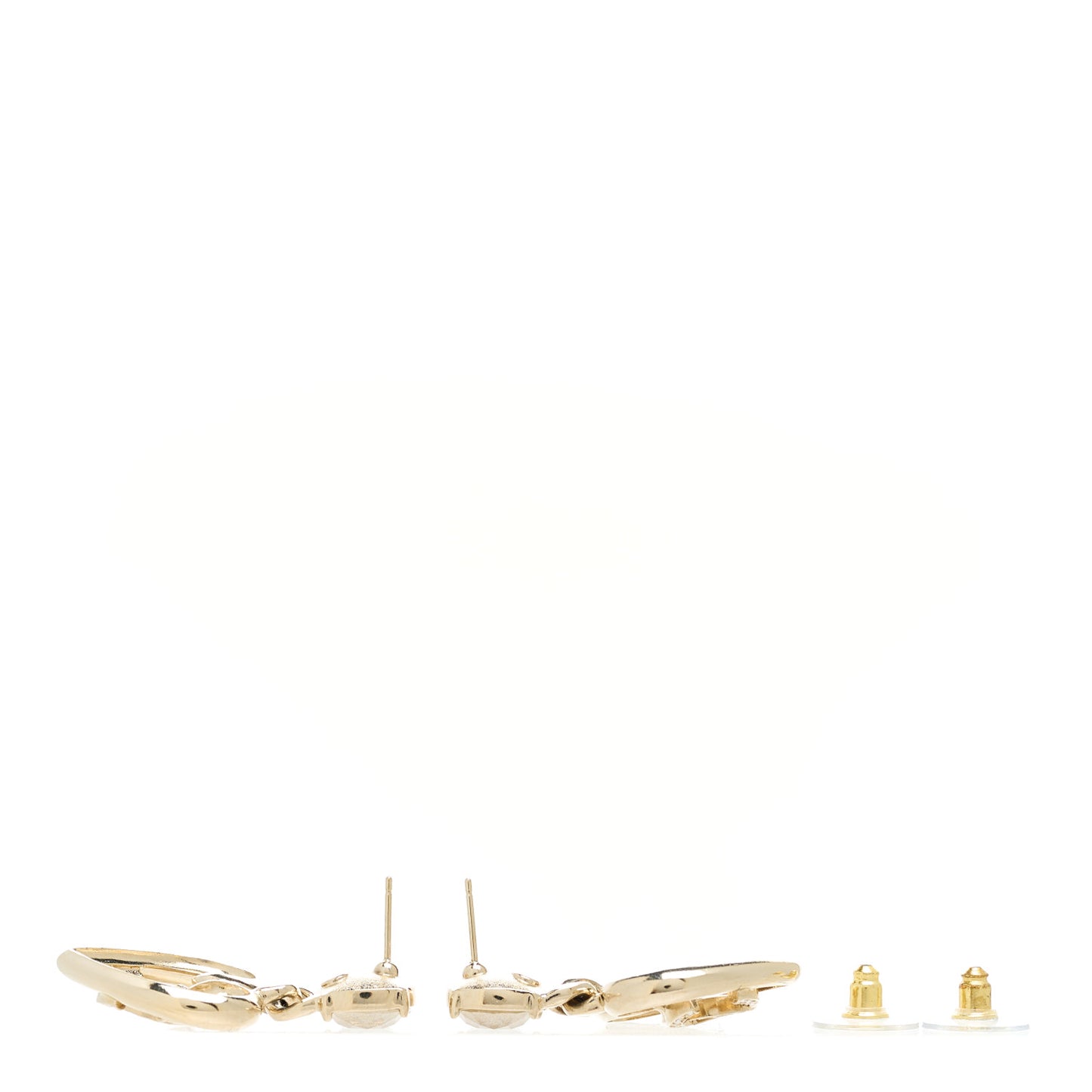 Metal Strass CC Heart Drop Earrings Gold