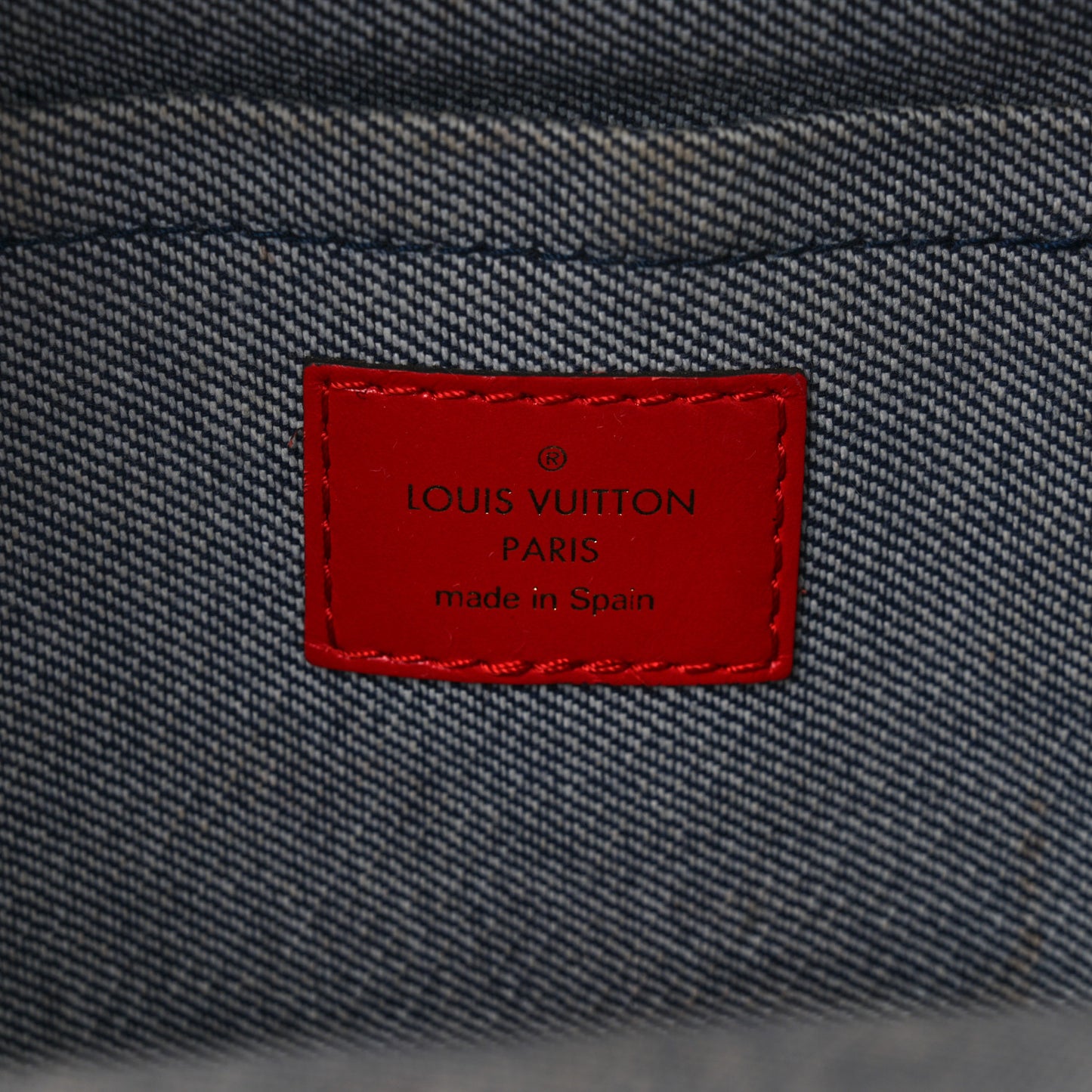 Denim Damier Monogram Patchwork Palm Springs Backpack Mini Blue Rouge