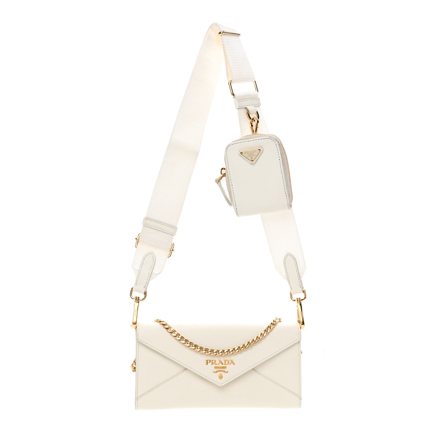Prada Saffiano City Calf Mini Envelope Bag White 1 of 9