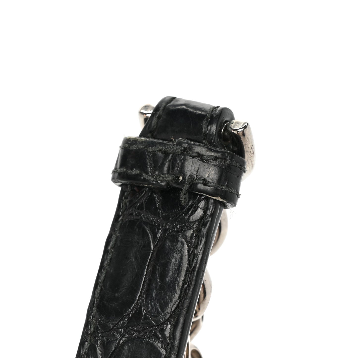 Calfskin Crocodile Embossed Small Diorama Flap Bag Black