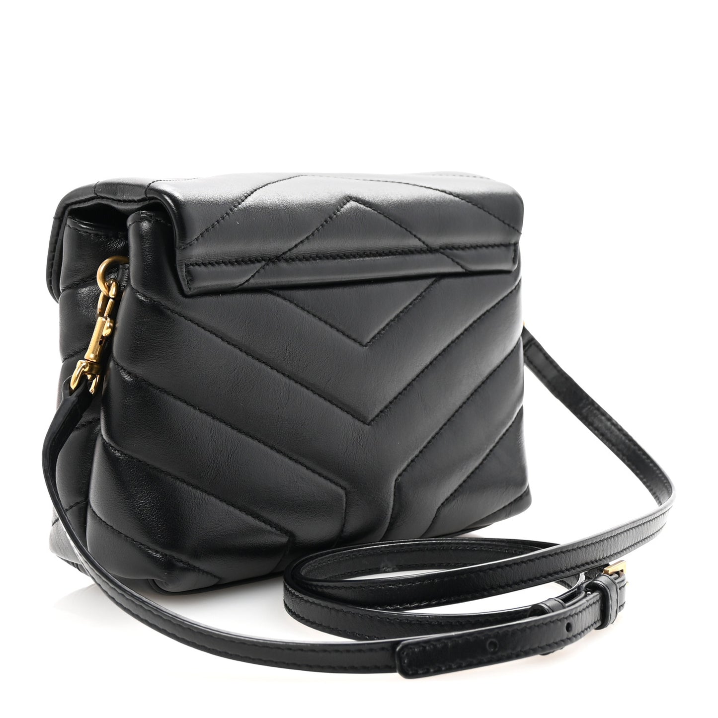 Calfskin Y Quilted Monogram Toy Loulou Crossbody Bag Black