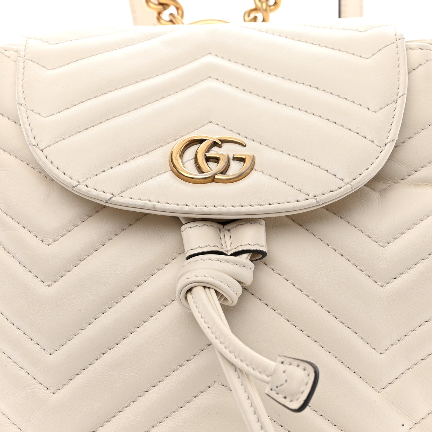 Calfskin Matelasse GG Marmont Flap Backpack White
