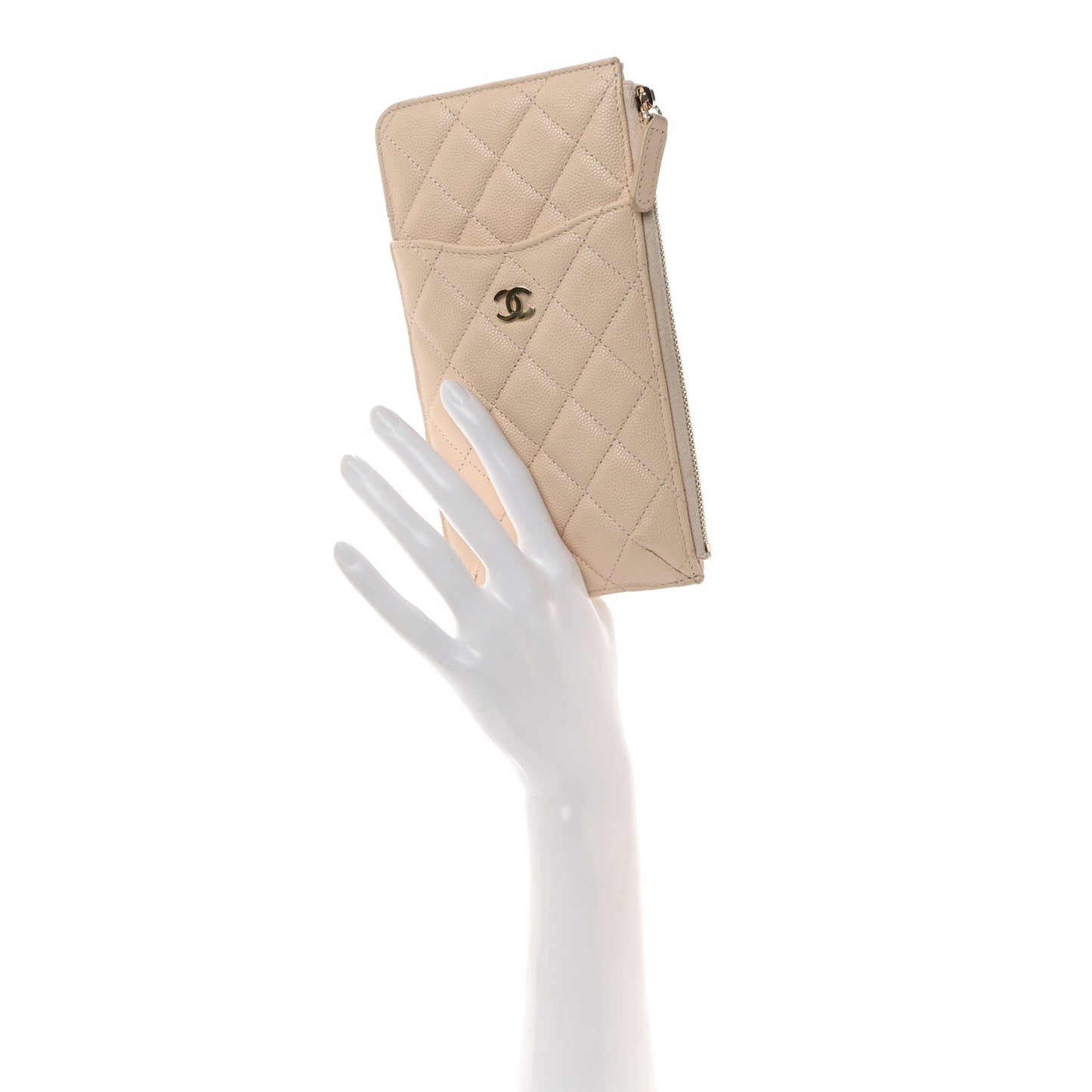 Caviar Quilted Classic iPhone Pouch Light Beige