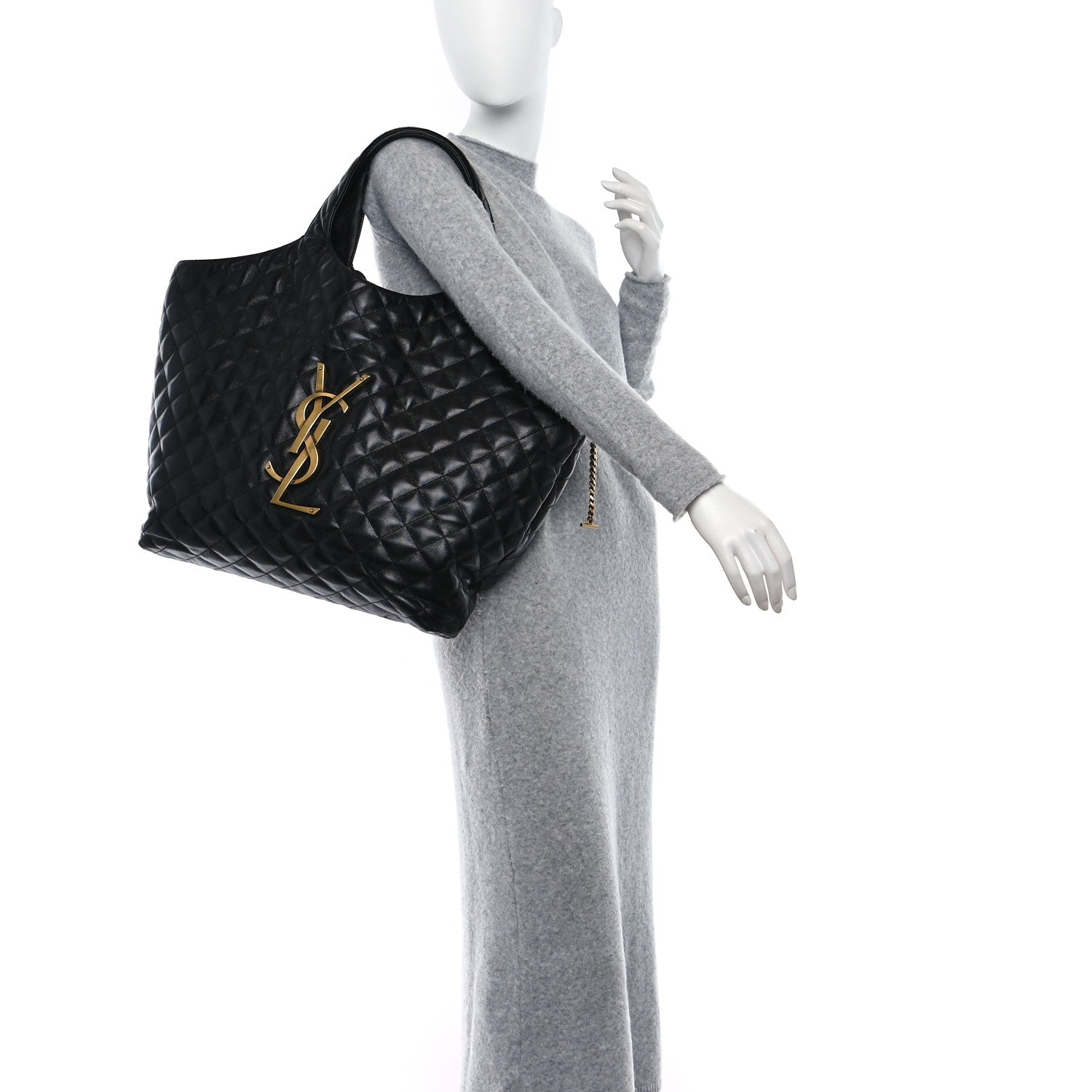 Saint Laurent SAINT LAURENT Lambskin Quilted Maxi Icare Shopping Tote Black 3 of 11
