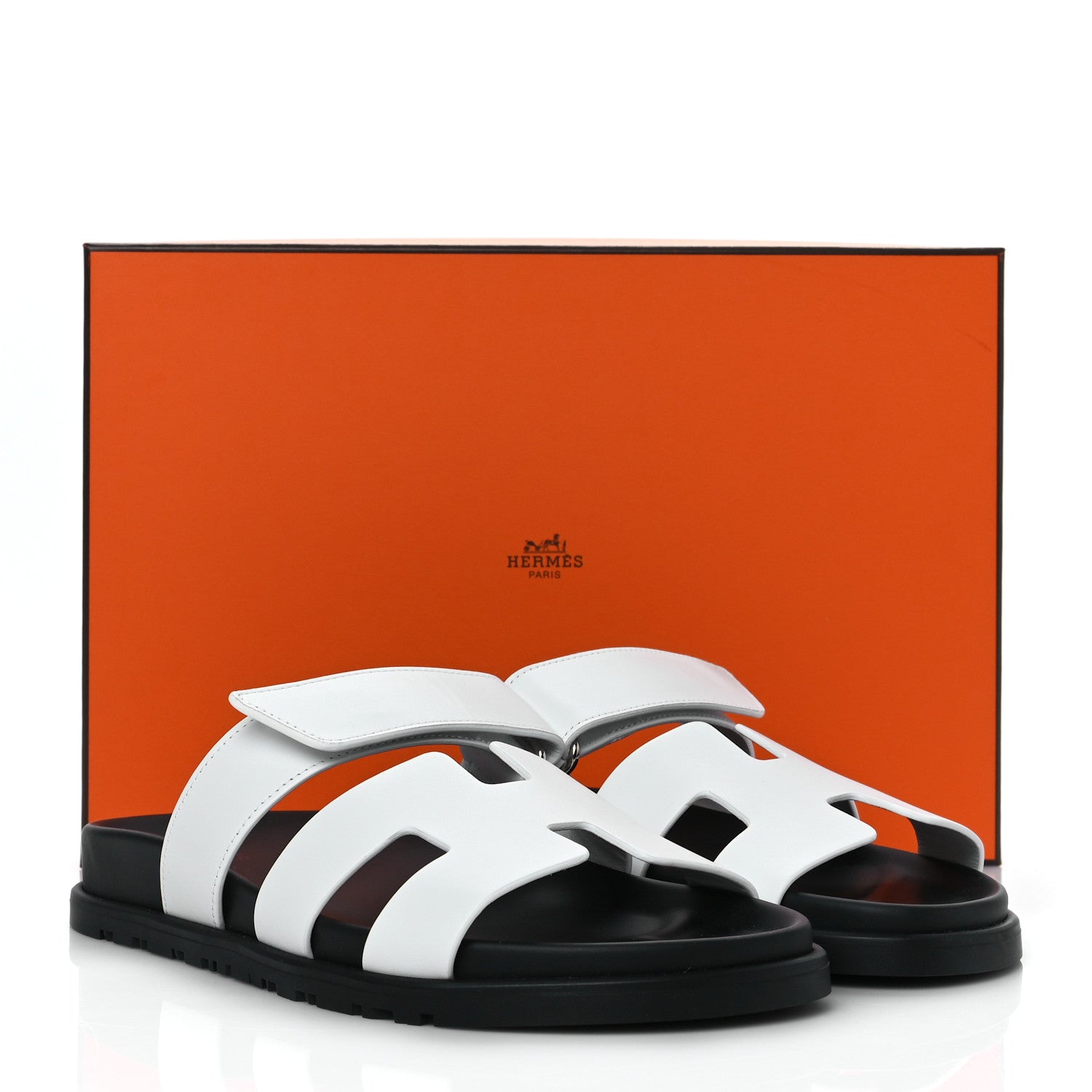 Hermes Calfskin Womens Chypre Sandals 37.5 White 9 of 9