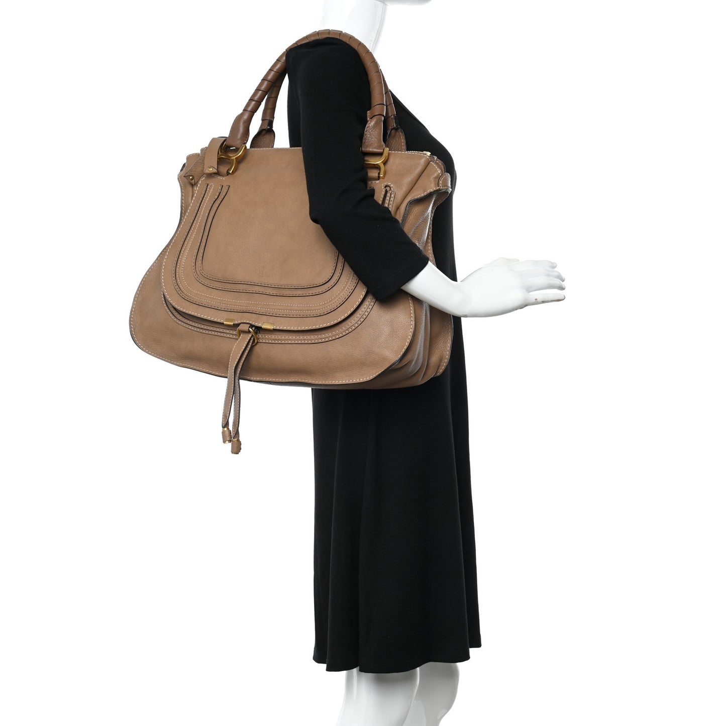 Calfskin Large Marcie Satchel Nut