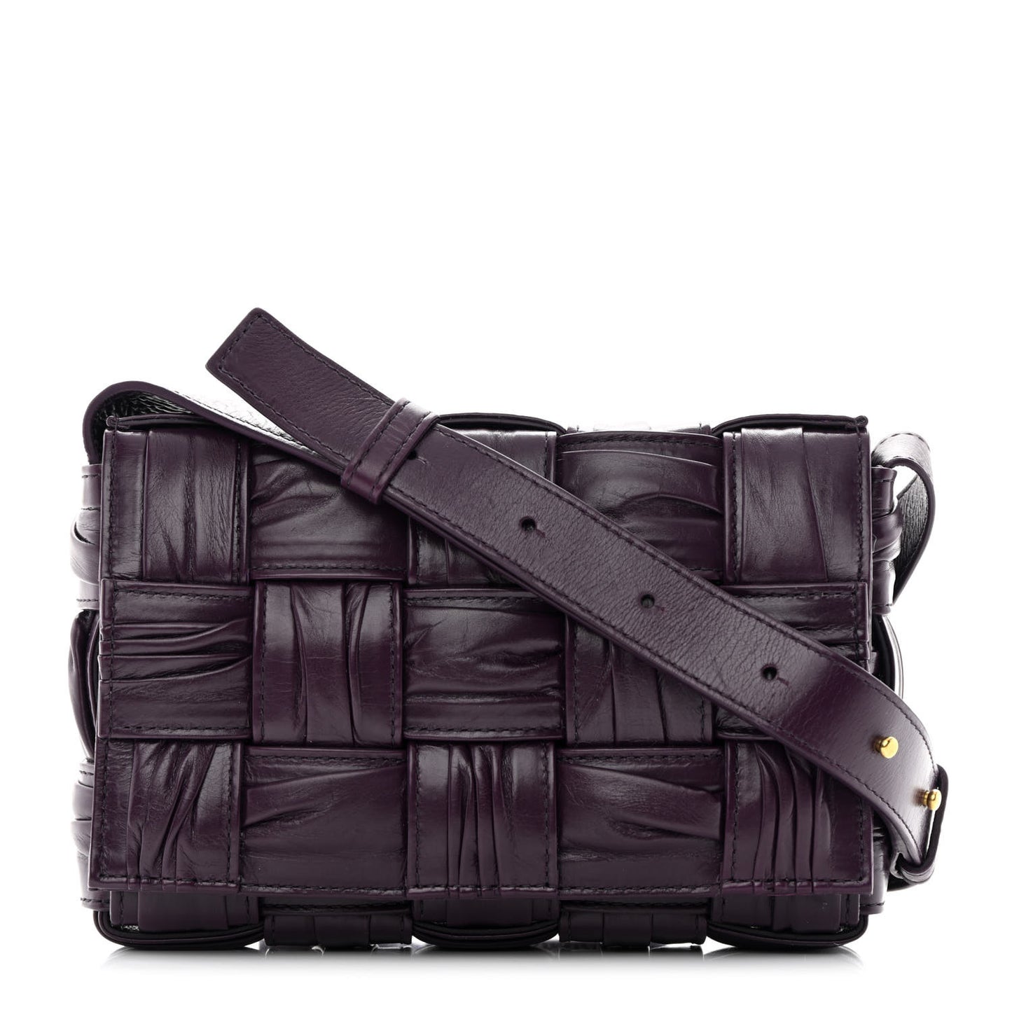Calfskin Intreccio Plisse Cassette Crossbody Bag Dark Mystic