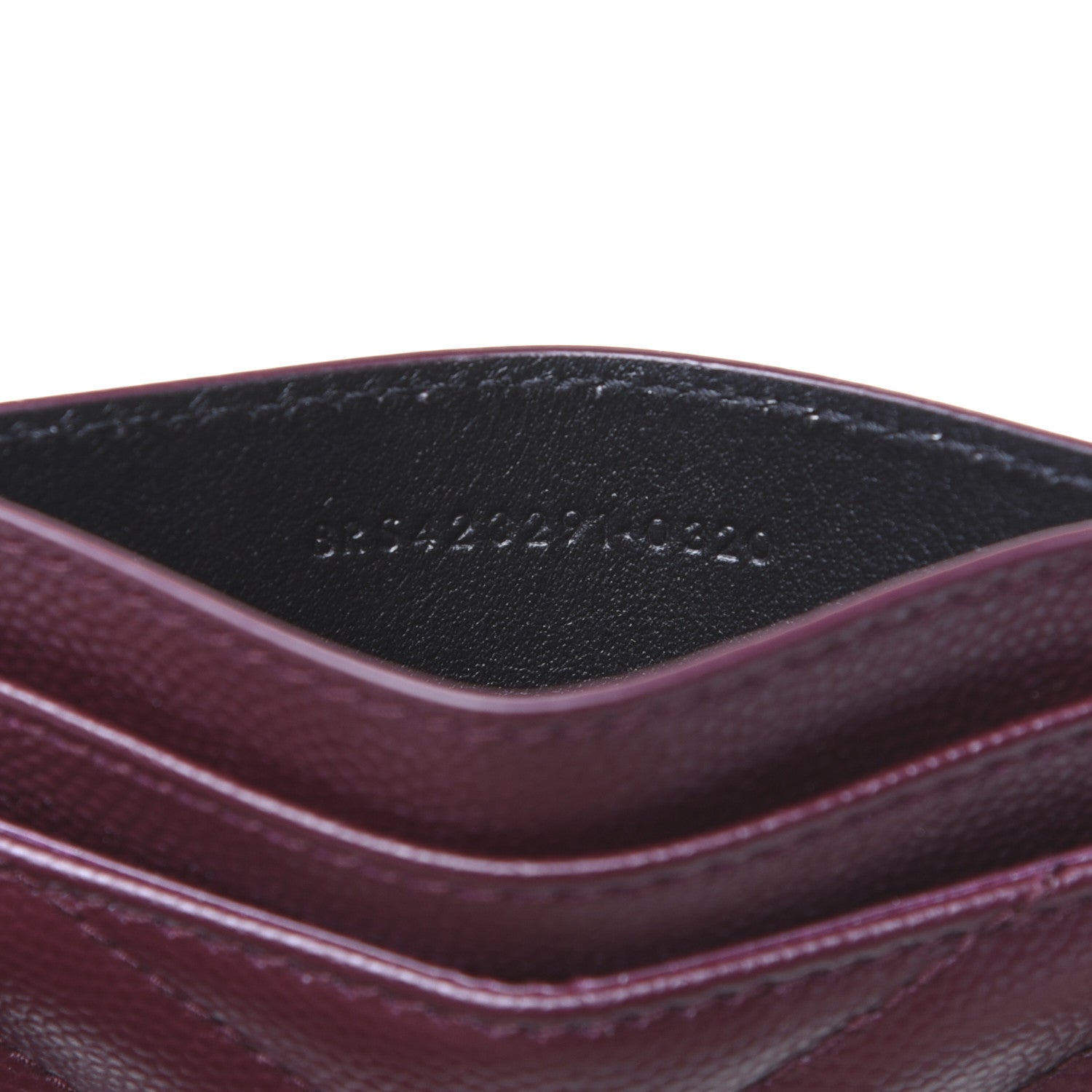 Saint Laurent Grain De Poudre Matelasse Chevron Monogram Credit Card Case Palissandre 7 of 9