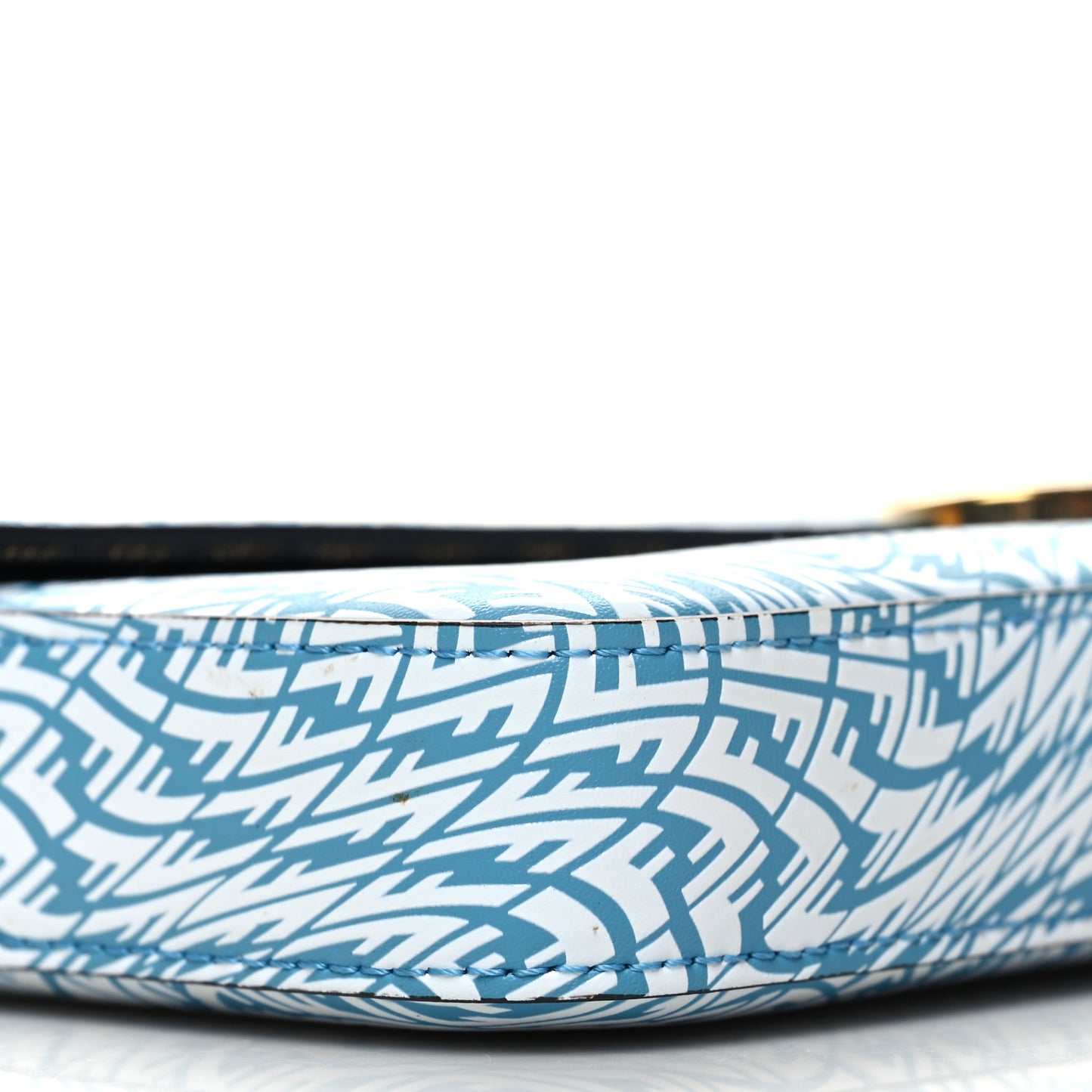 X SARAH COLEMAN Vitello Liberty Ceylon F is Fendi Micro FF Vertigo Embossed Envelope Wallet on Chain with Pouches Cyber Blue White