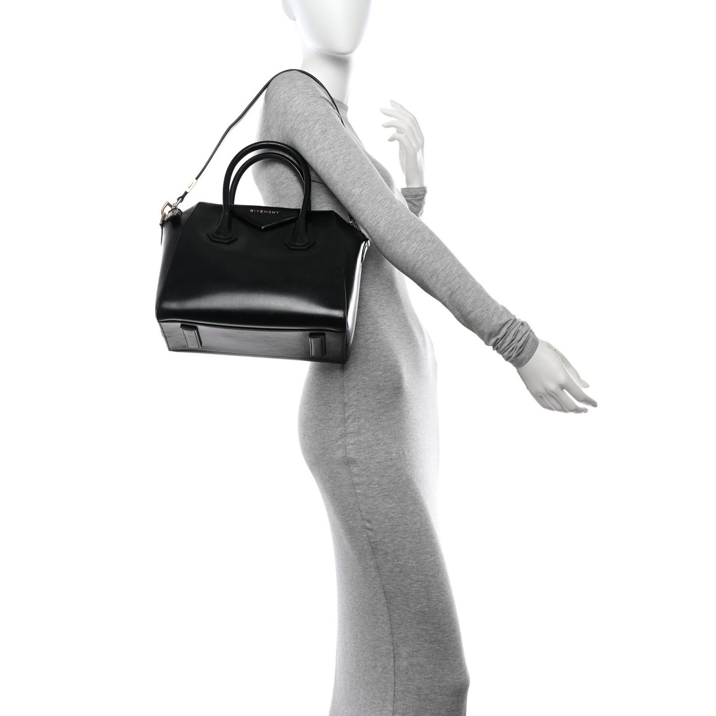 Shiny Lord Calfskin Small Antigona Black