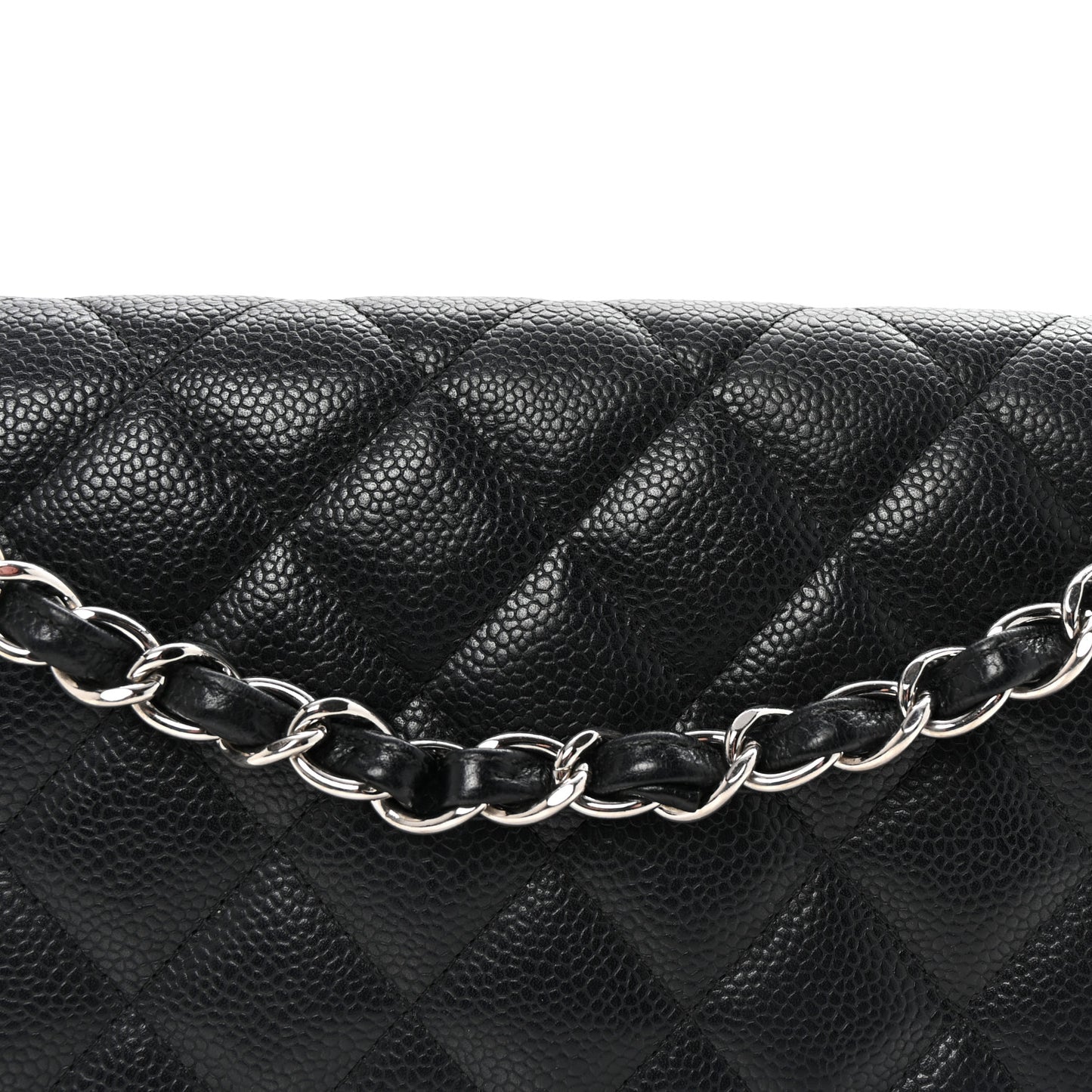 Caviar Quilted Jumbo Double Flap Black