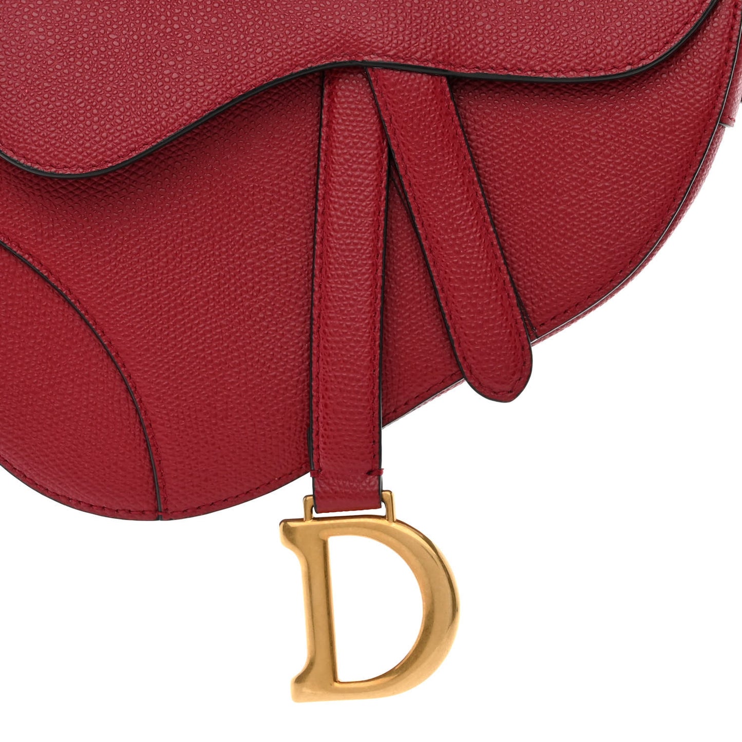 Grained Calfskin Mini Saddle Bag Red