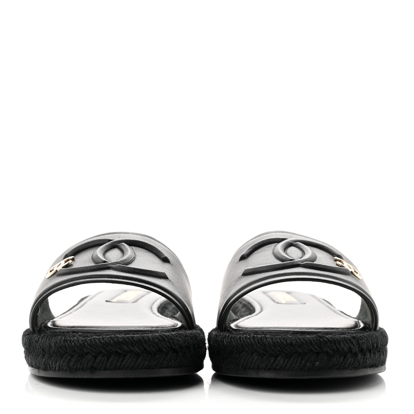 Lambskin Espadrille Mule Sandals 37 Black