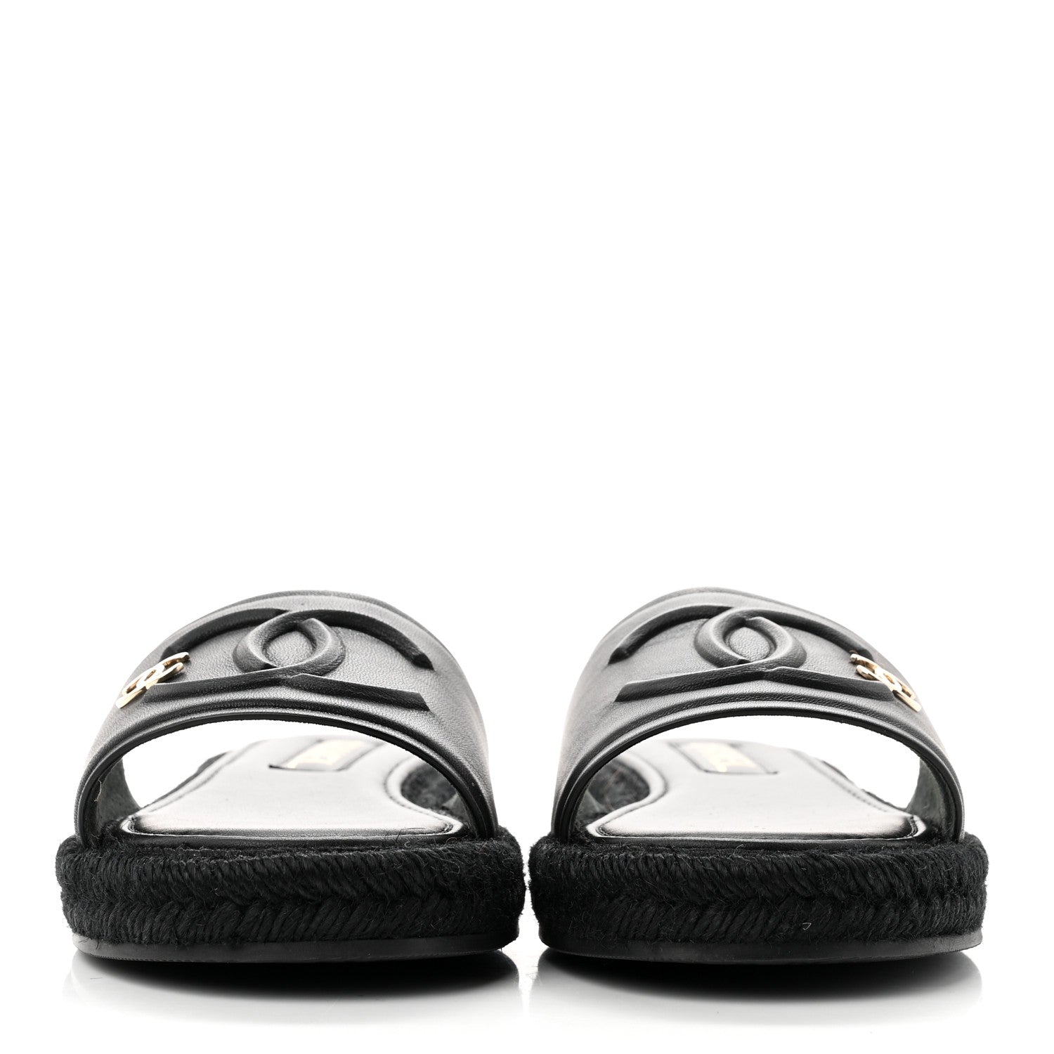 Chanel Lambskin Espadrille Mule Sandals 37 Black 2 of 8