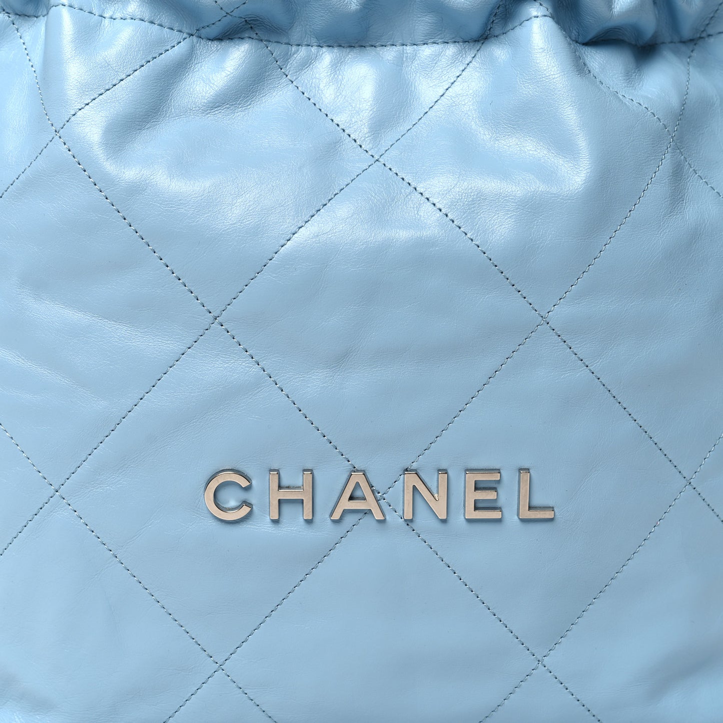 Shiny Calfskin Quilted Small Chanel 22 Light Blue