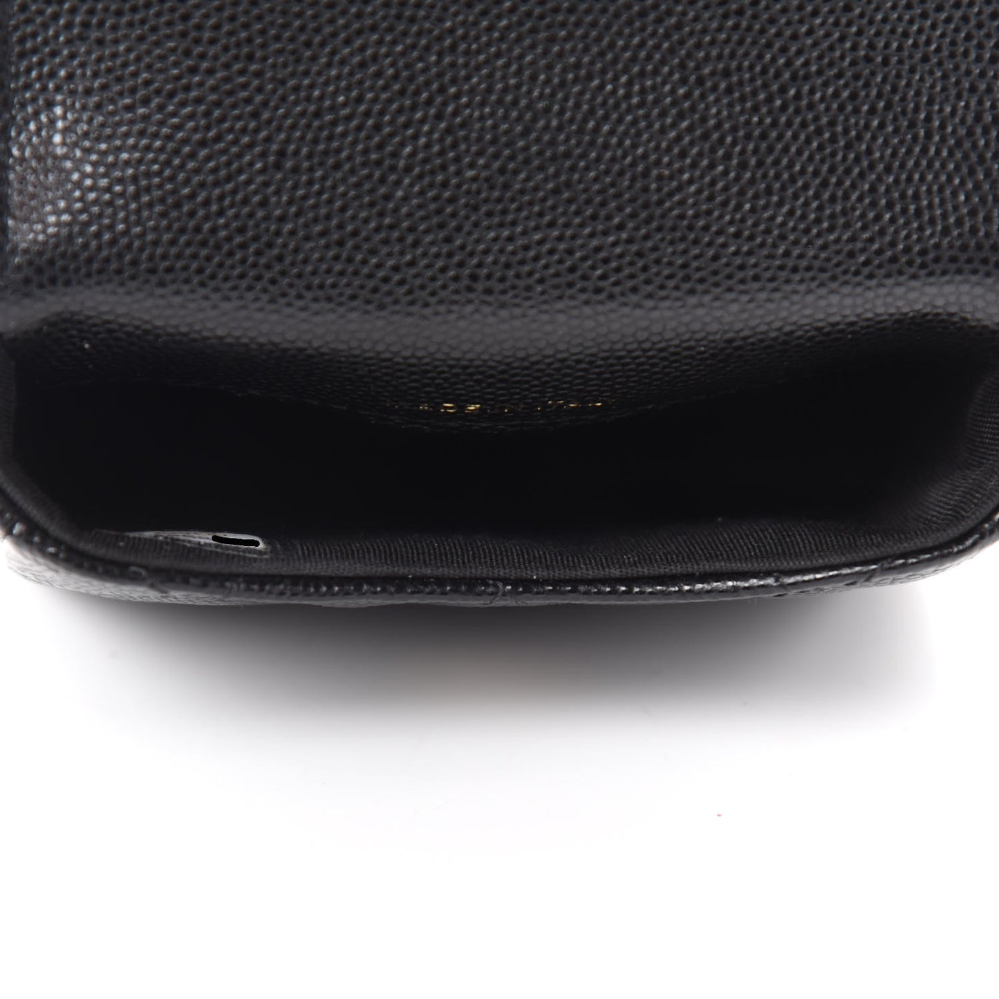 Caviar Quilted Pearl Card Holder On Chain Black