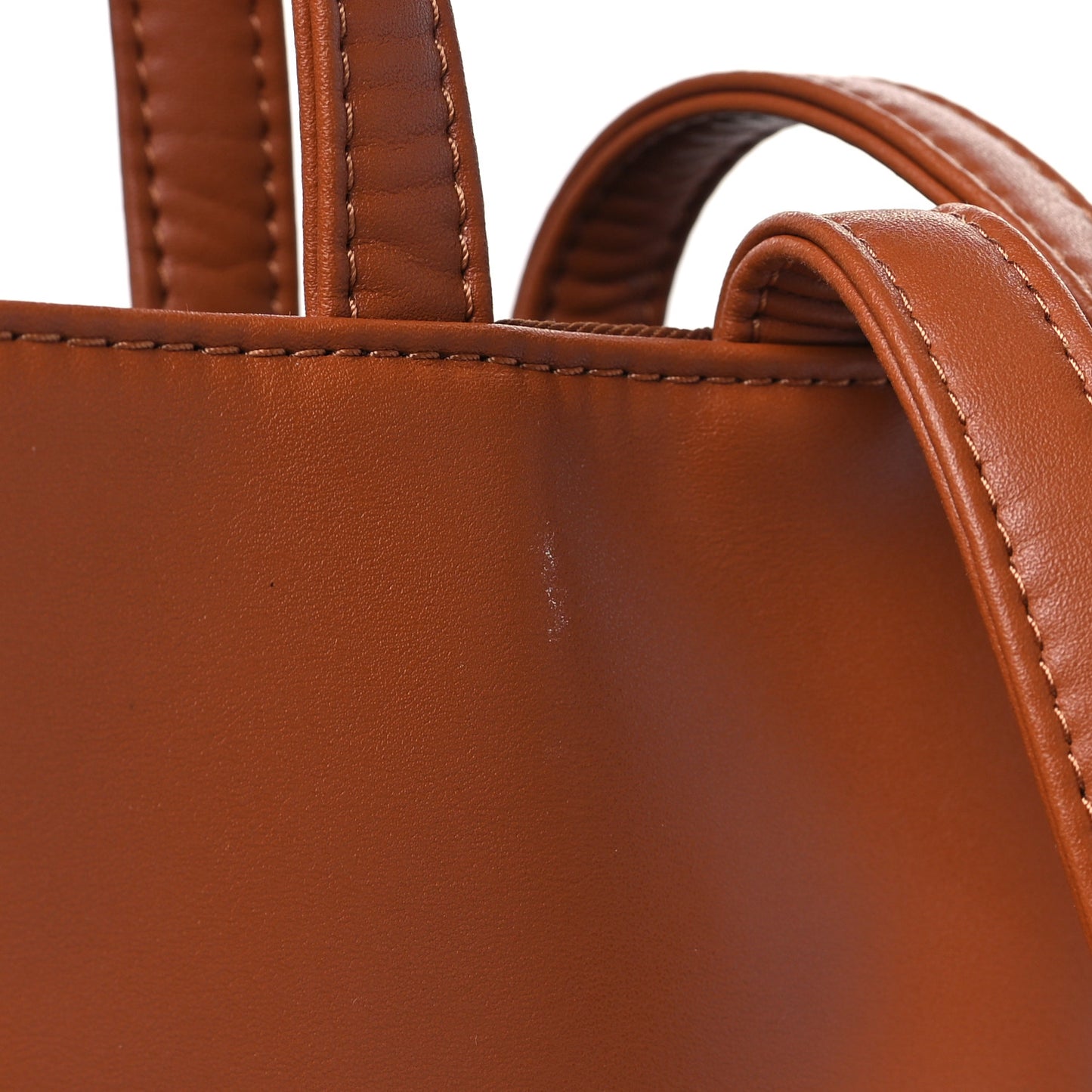 Vegan Leather Medium Shopping Bag Tan