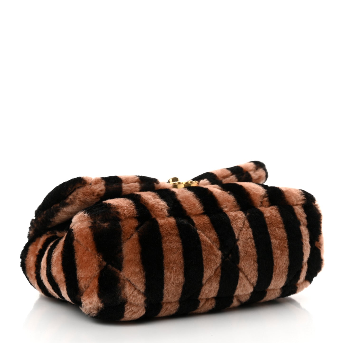 Shearling Striped Medium Chanel 19 Flap Black Beige