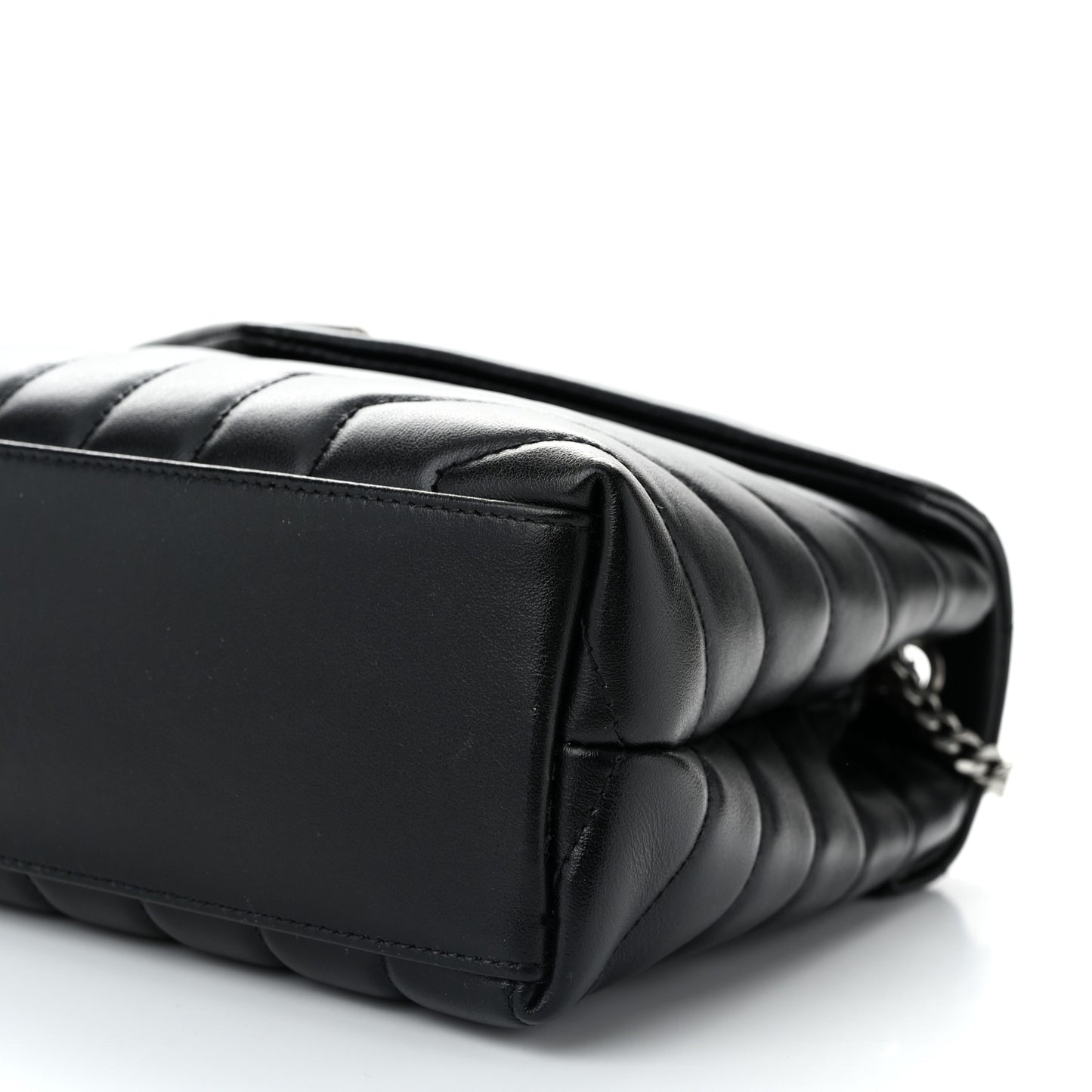 Calfskin Y Quilted Monogram Small Loulou Chain Satchel Black