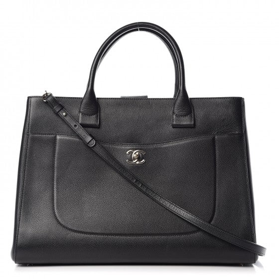 Chanel Grained Calfskin Large Neo Executive Shopper Tote Black