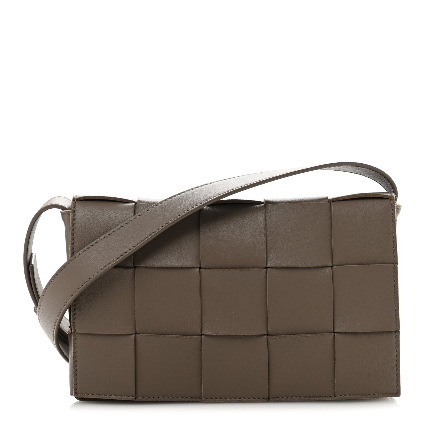 Lambskin Maxi Intreccio Cassette Crossbody Bag Taupe Grey