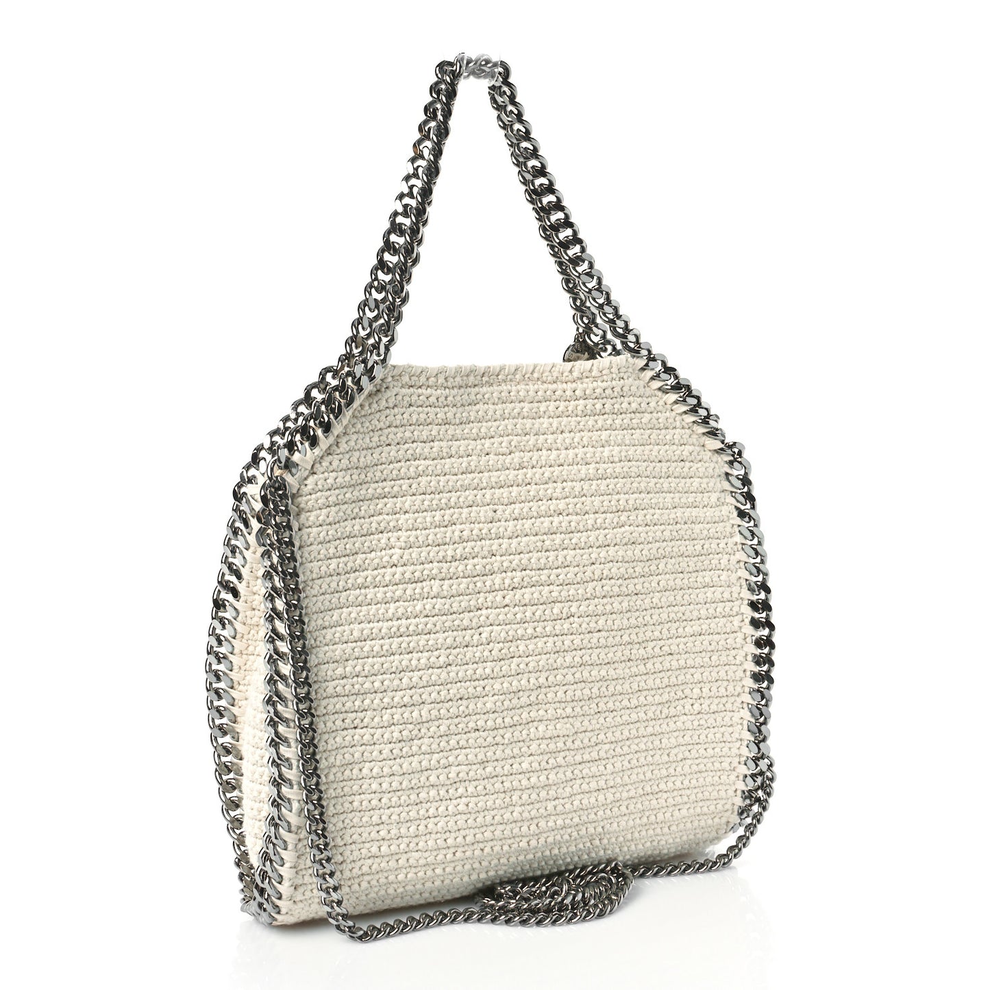 Cotton Crochet Falabella Ajouree Tote Bag White